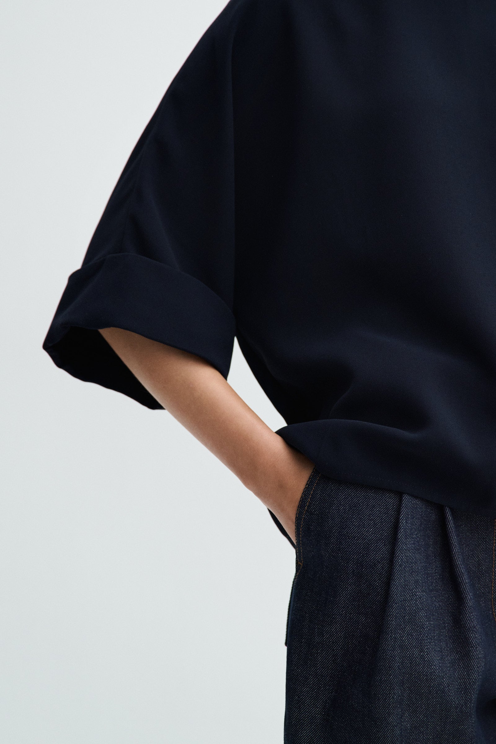 MKDT Studio Bailee Crepe Georgette Blouses NAVY