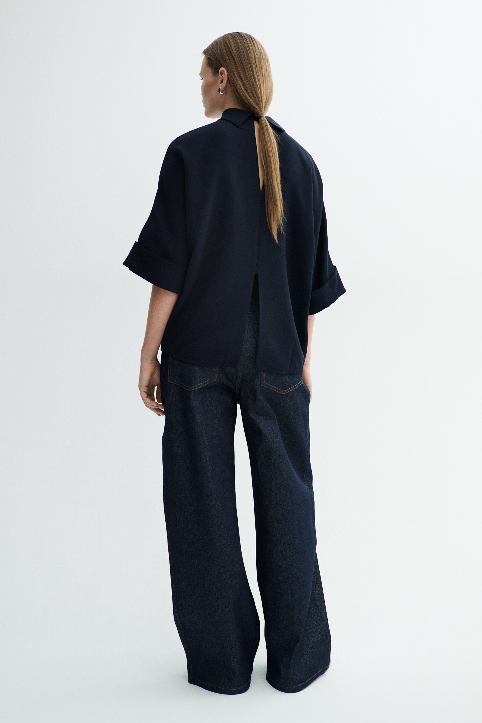 MKDT Studio Bailee Crepe Georgette Blouses NAVY