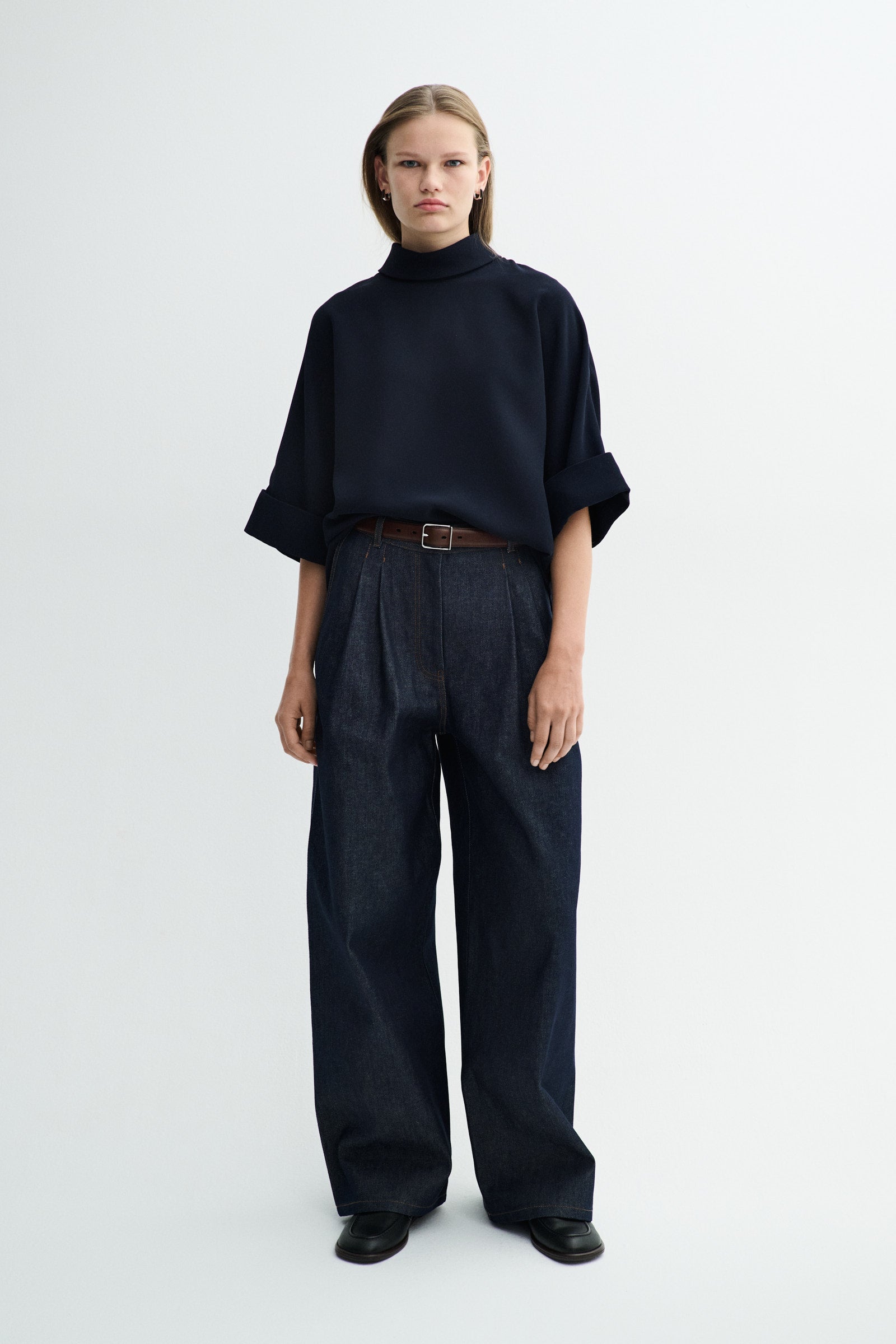MKDT Studio Bailee Crepe Georgette Blouses NAVY