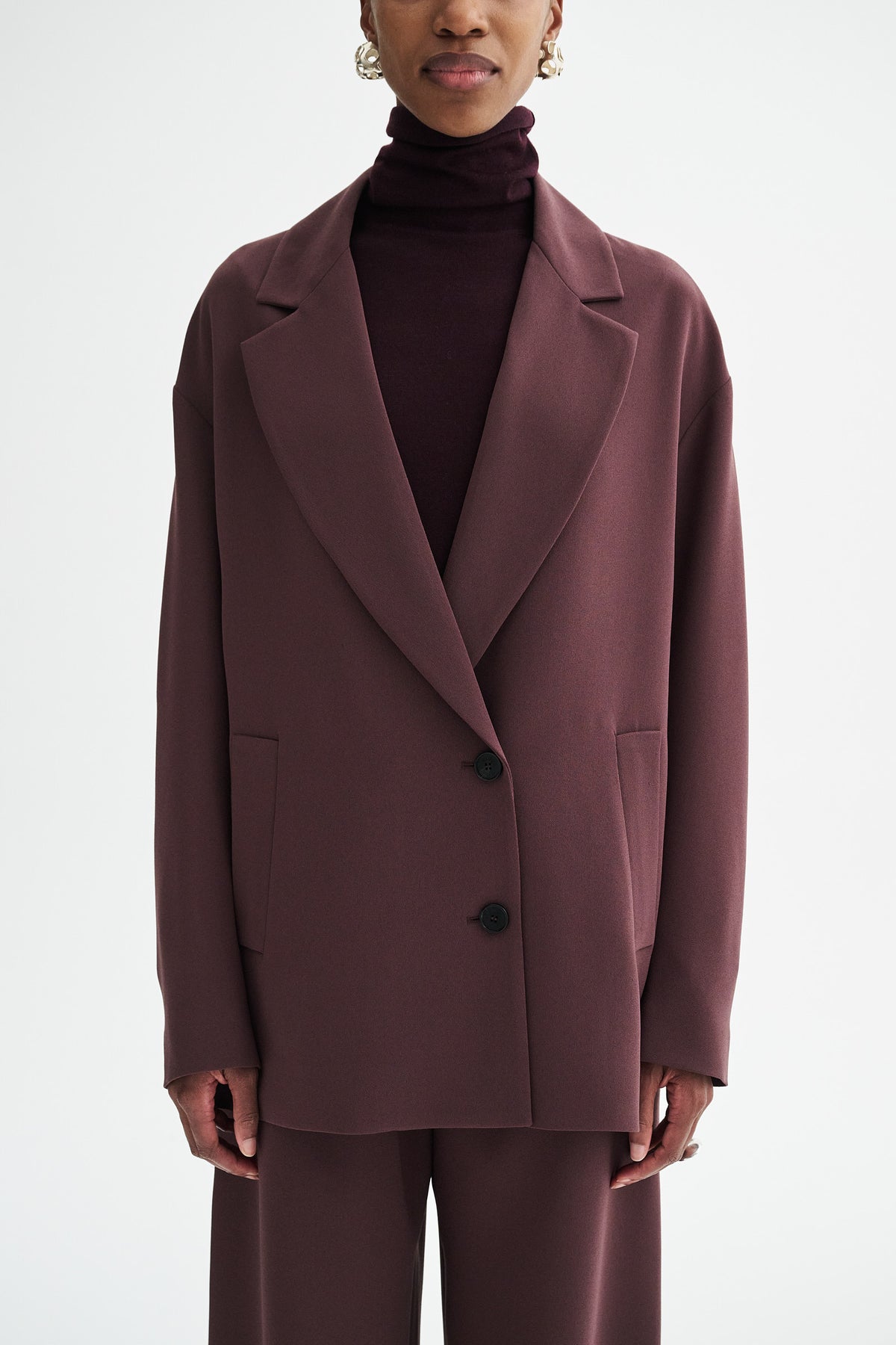 MKDT Studio COVY CREPE GEORGETTE Coats BURGUNDY