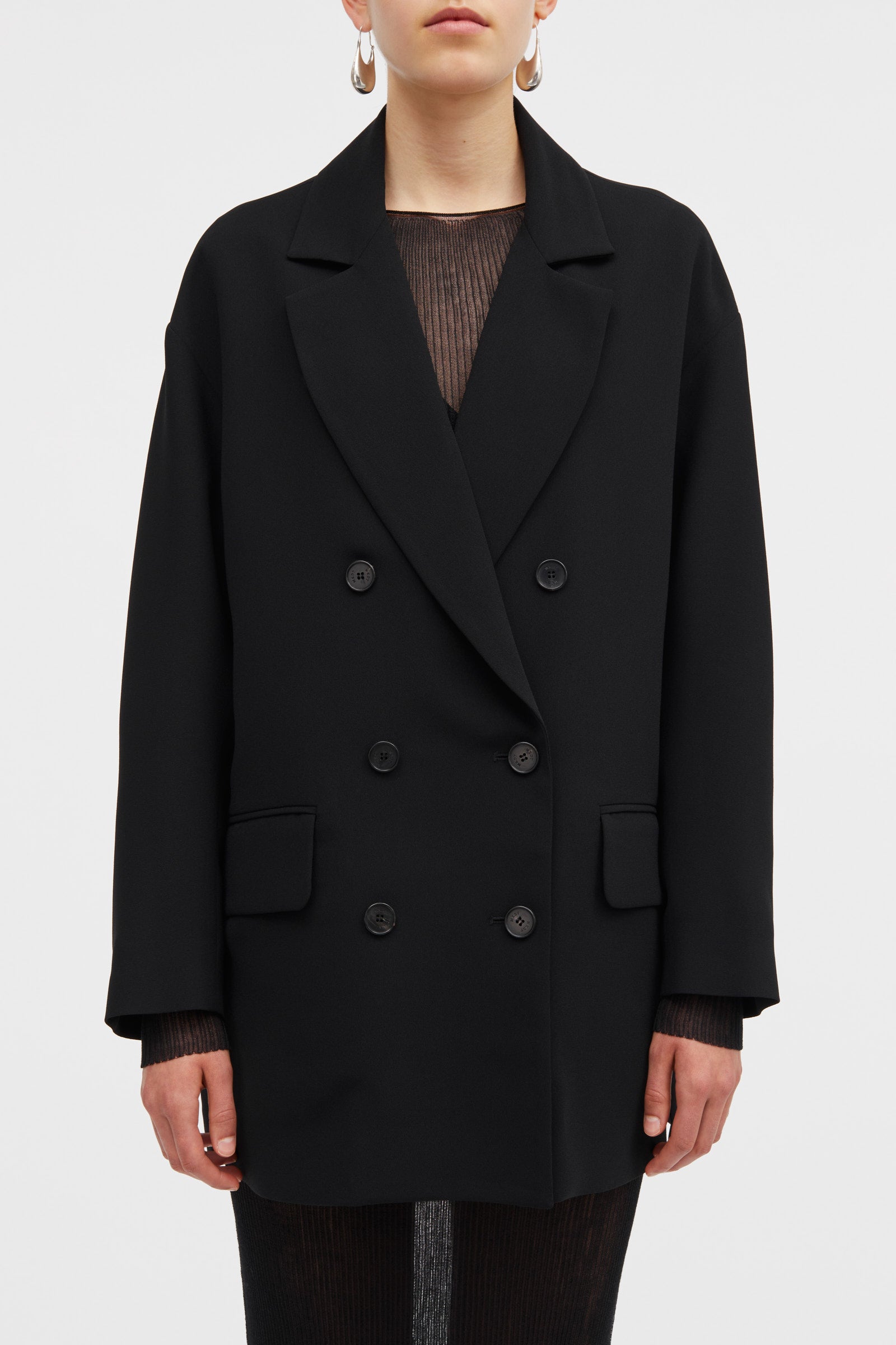 Mark Kenly Domino Tan Calia Crepe Georgette Coats BLACK