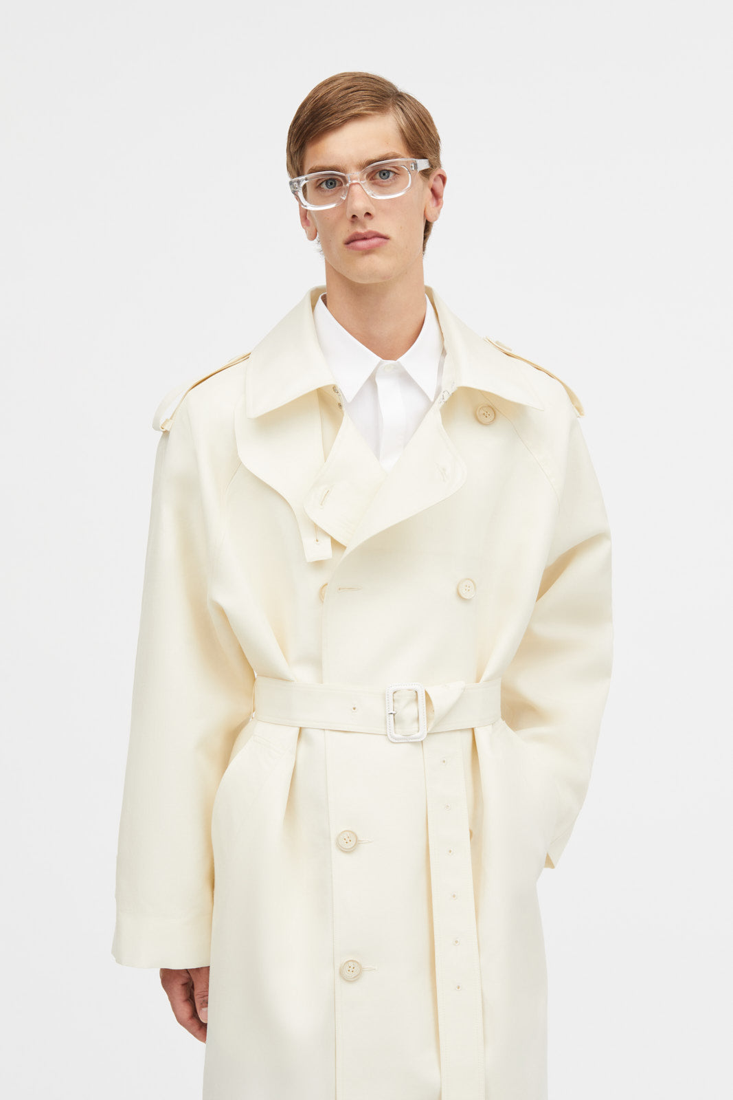 Mark Kenly Domino Tan Clem-atelier Silk Wool Twill Coats IVORY