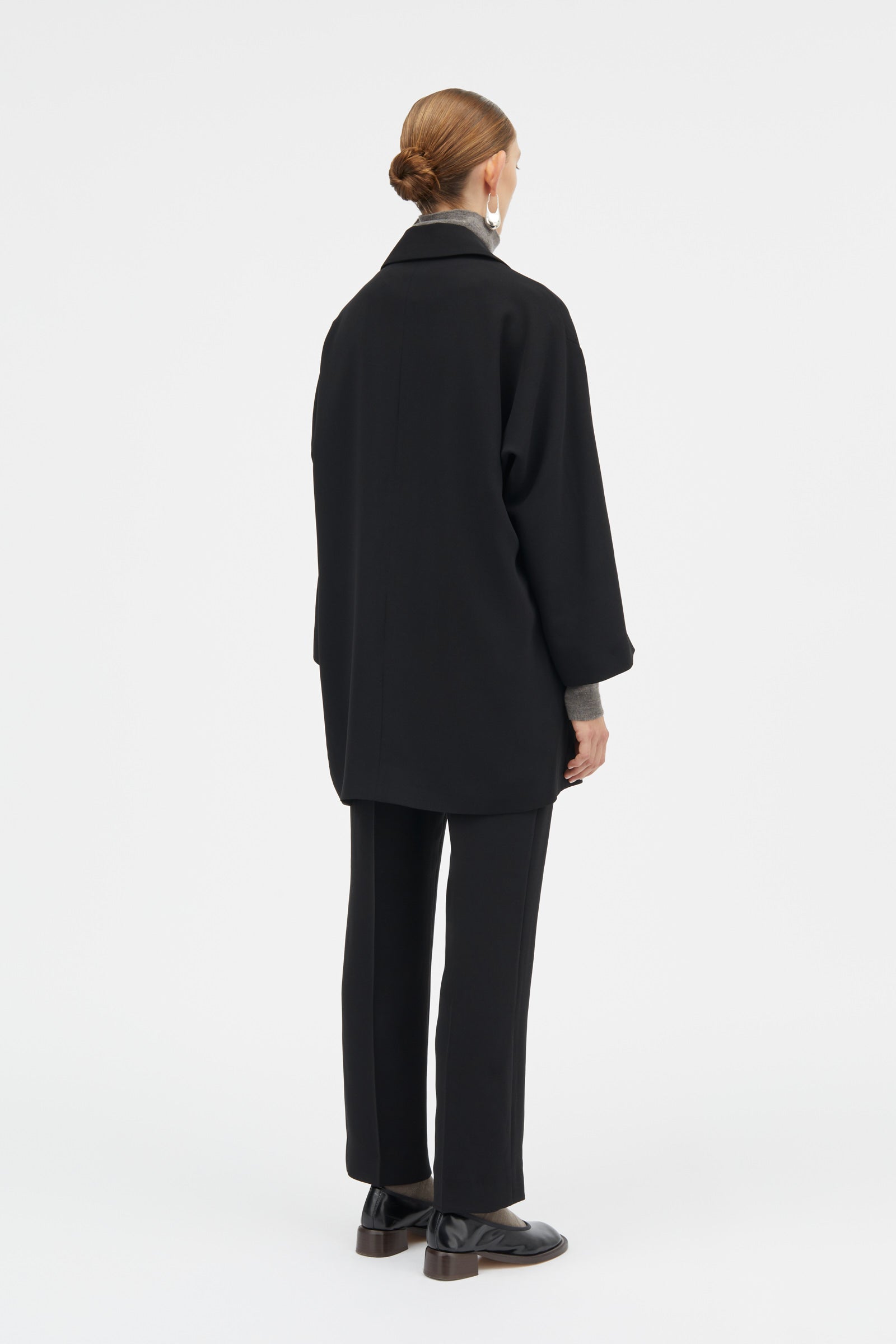 Mark Kenly Domino Tan Corrana Crepe Georgette Coats BLACK