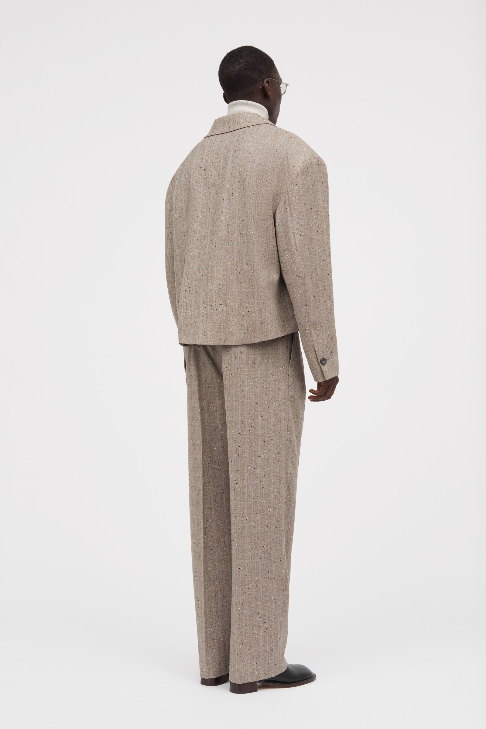 MKDT Studio Janus Speckled Thin Wool Jackets Brown Melange