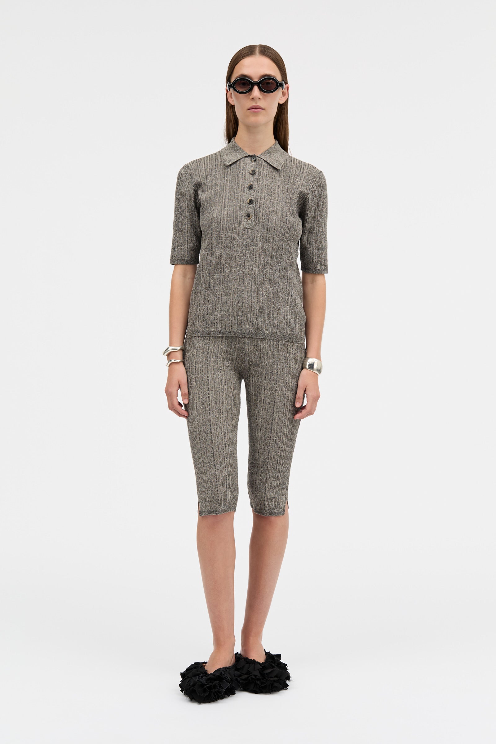 MKDT Studio KASSANDRA THIN RIB KNIT Sweater SALT AND PEPPER