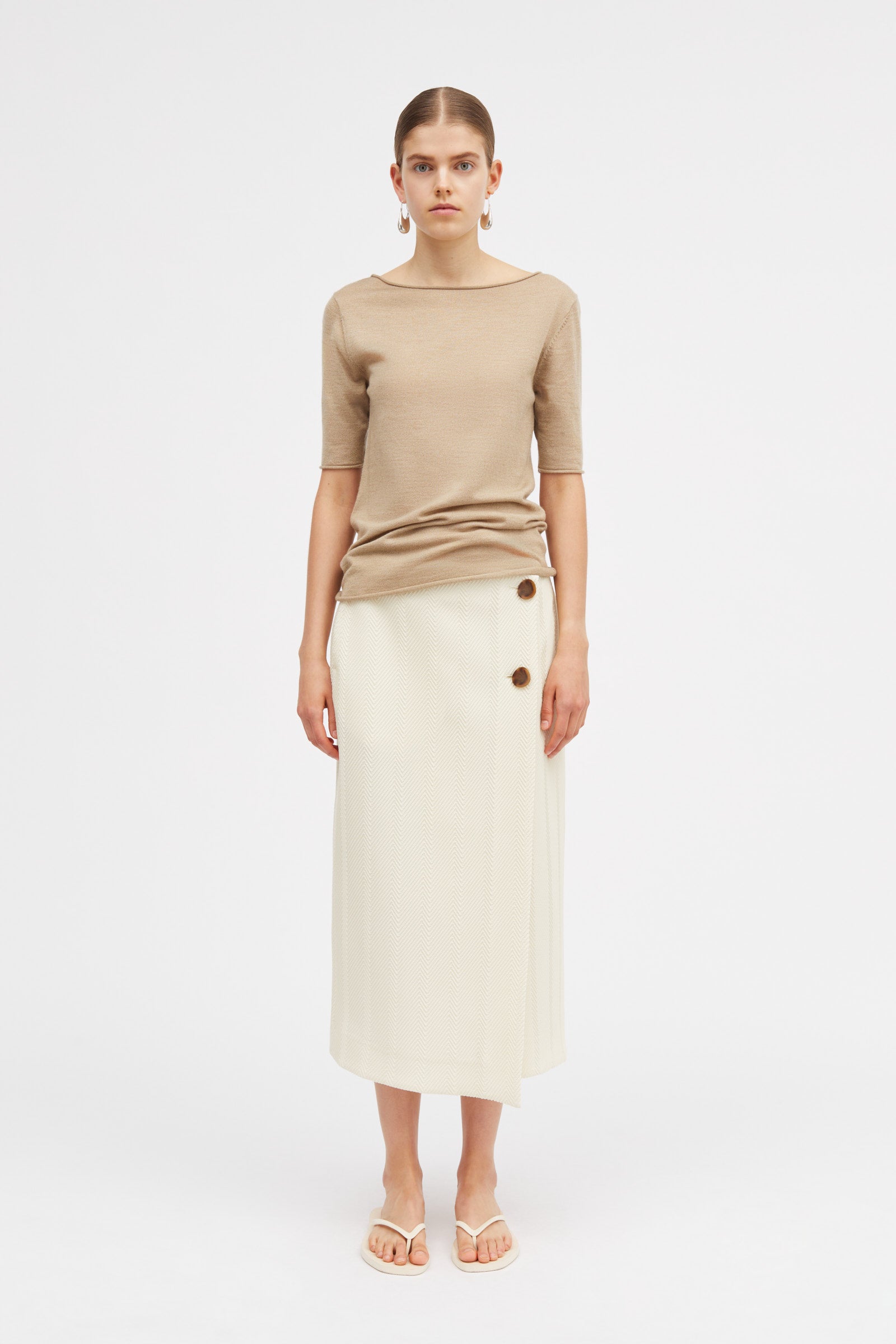 Mark Kenly Domino Tan Kobi Merino Sweater LIGHT WOOD MELANGE