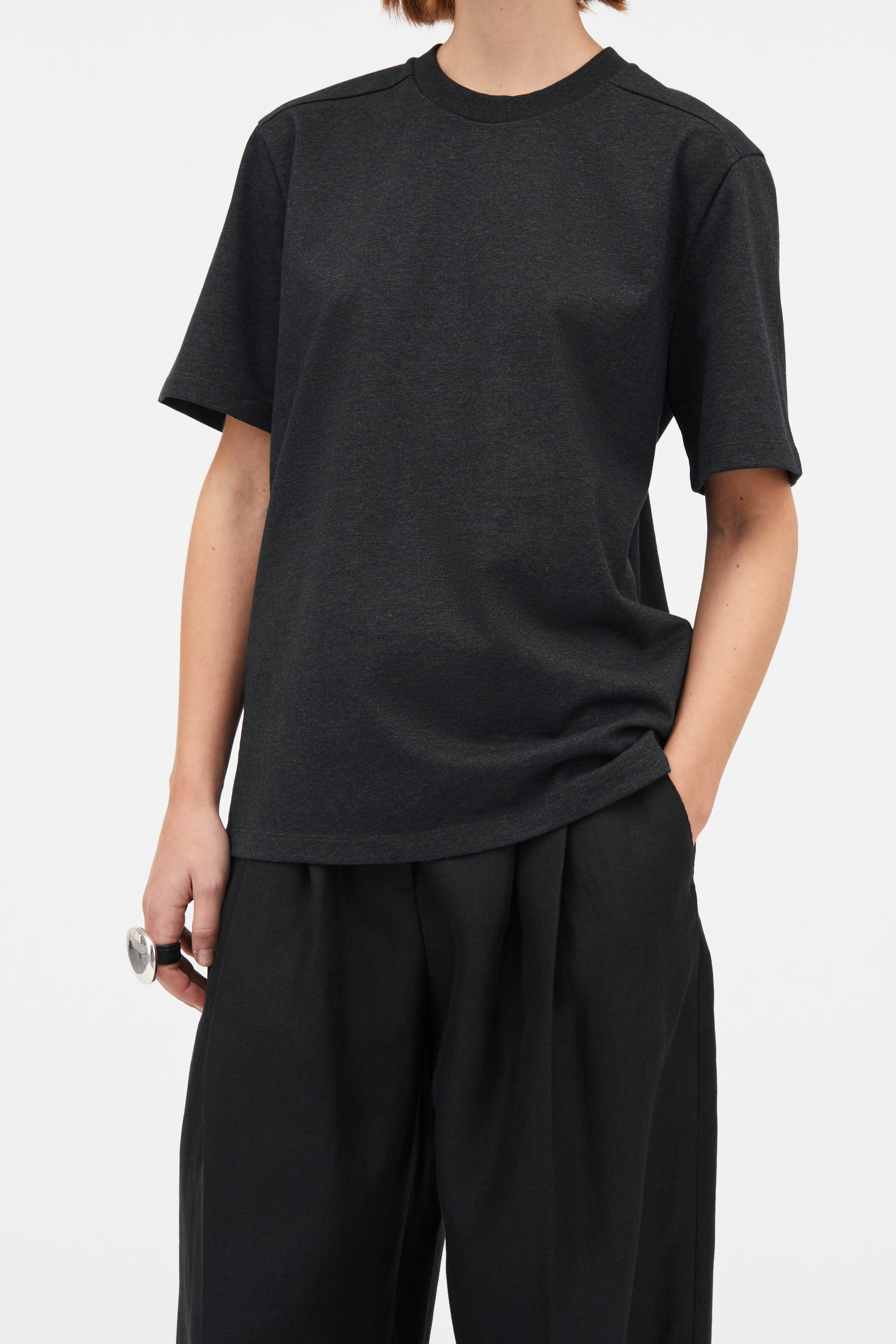 Mark Kenly Domino Tan Lauri Heavy Cotton Jersey T-Shirts DARK GREY MELANGE