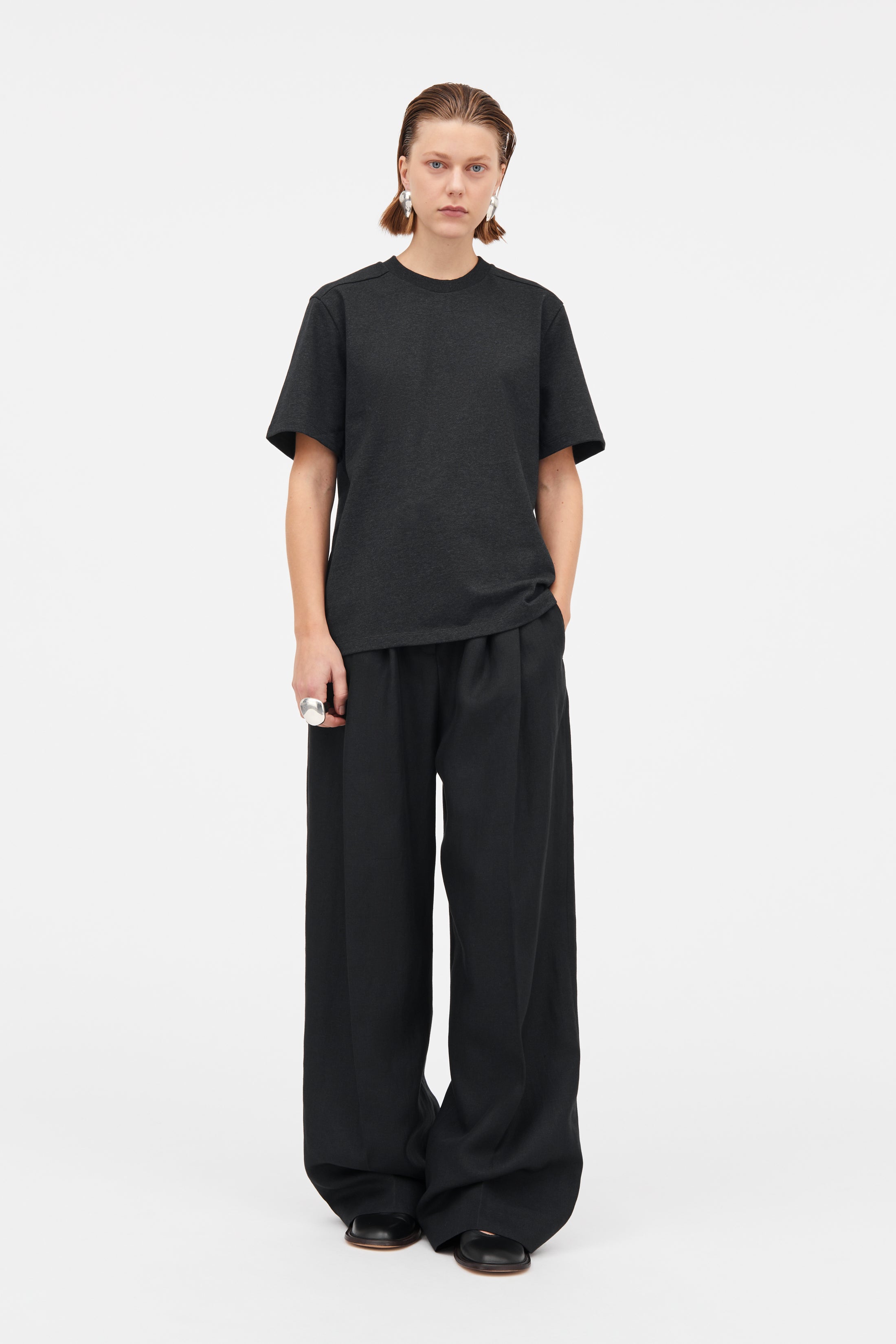 Mark Kenly Domino Tan Lauri Heavy Cotton Jersey T-Shirts DARK GREY MELANGE