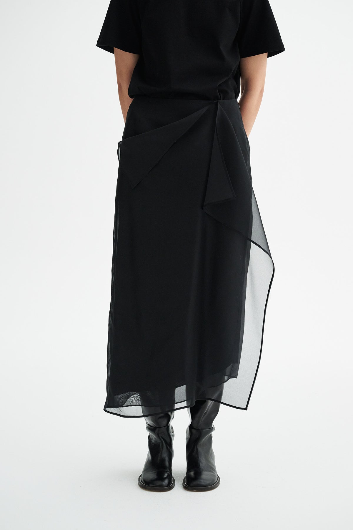 MKDT Studio NIRI SILK ORGANZA SKIRT Skirts BLACK QUARTZ