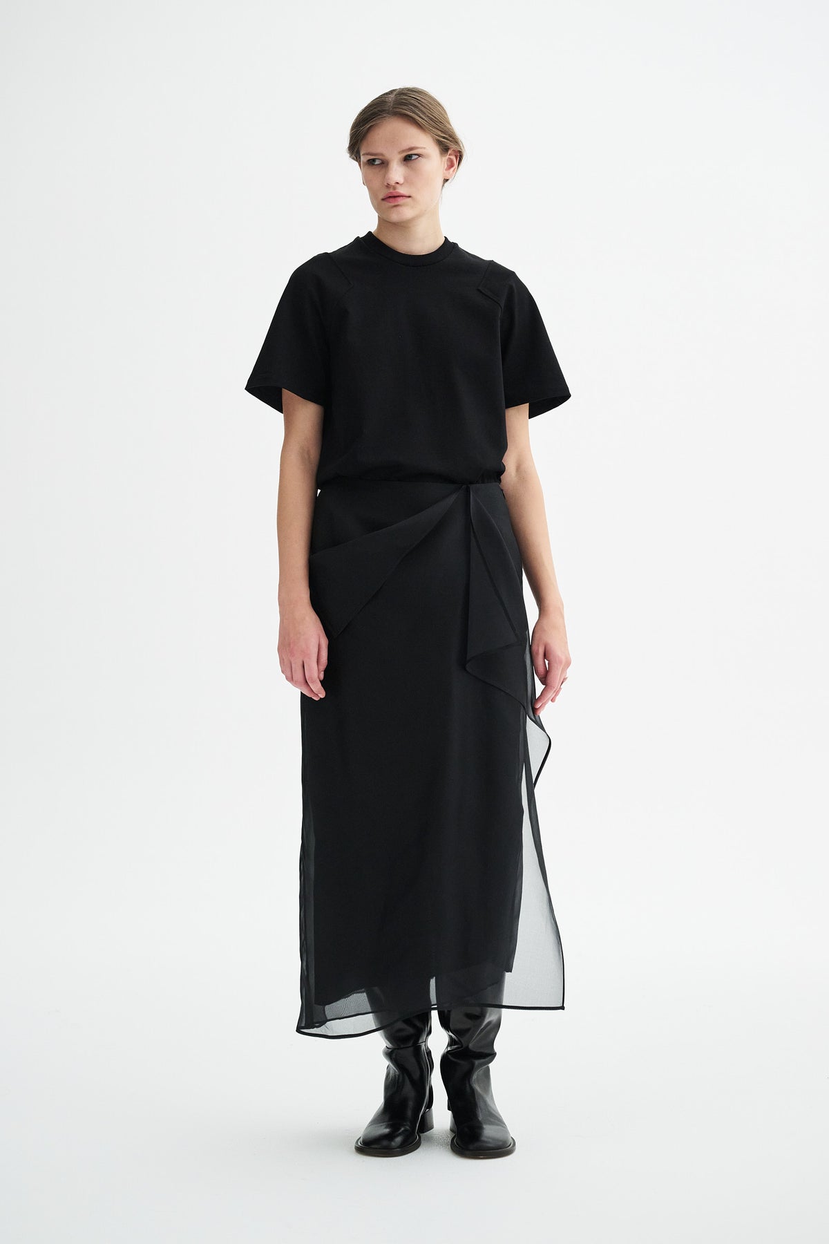 MKDT Studio NIRI SILK ORGANZA SKIRT Skirts BLACK QUARTZ