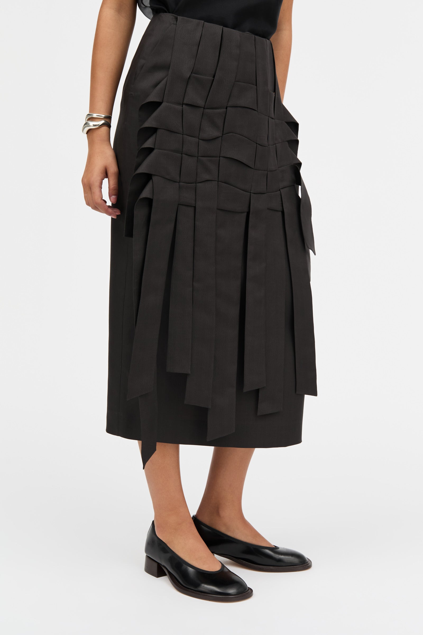 MKDT Studio NORO-ATELIER SILK WOOL TWILL Skirts BLACK