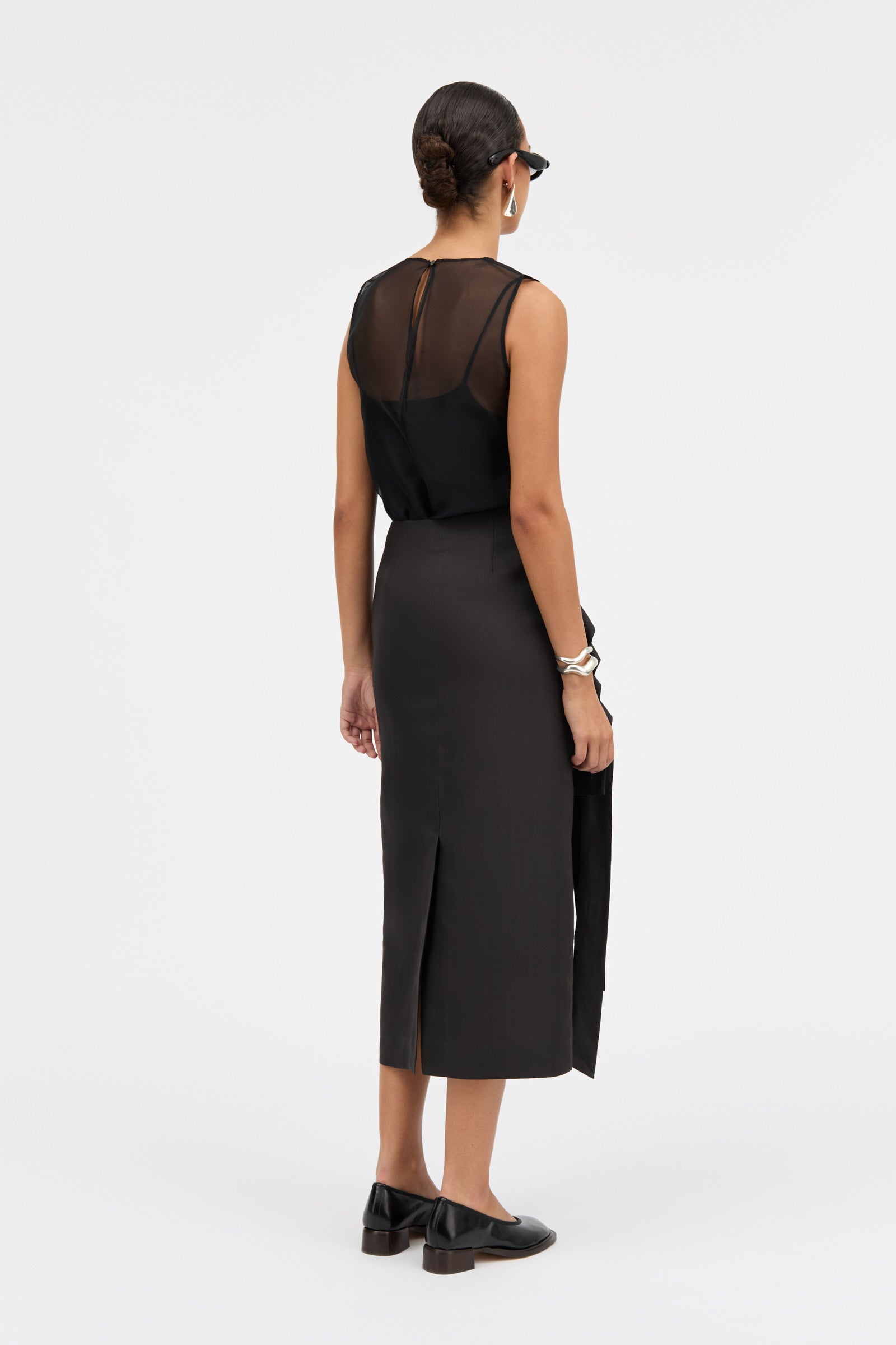 MKDT Studio NORO-ATELIER SILK WOOL TWILL Skirts BLACK