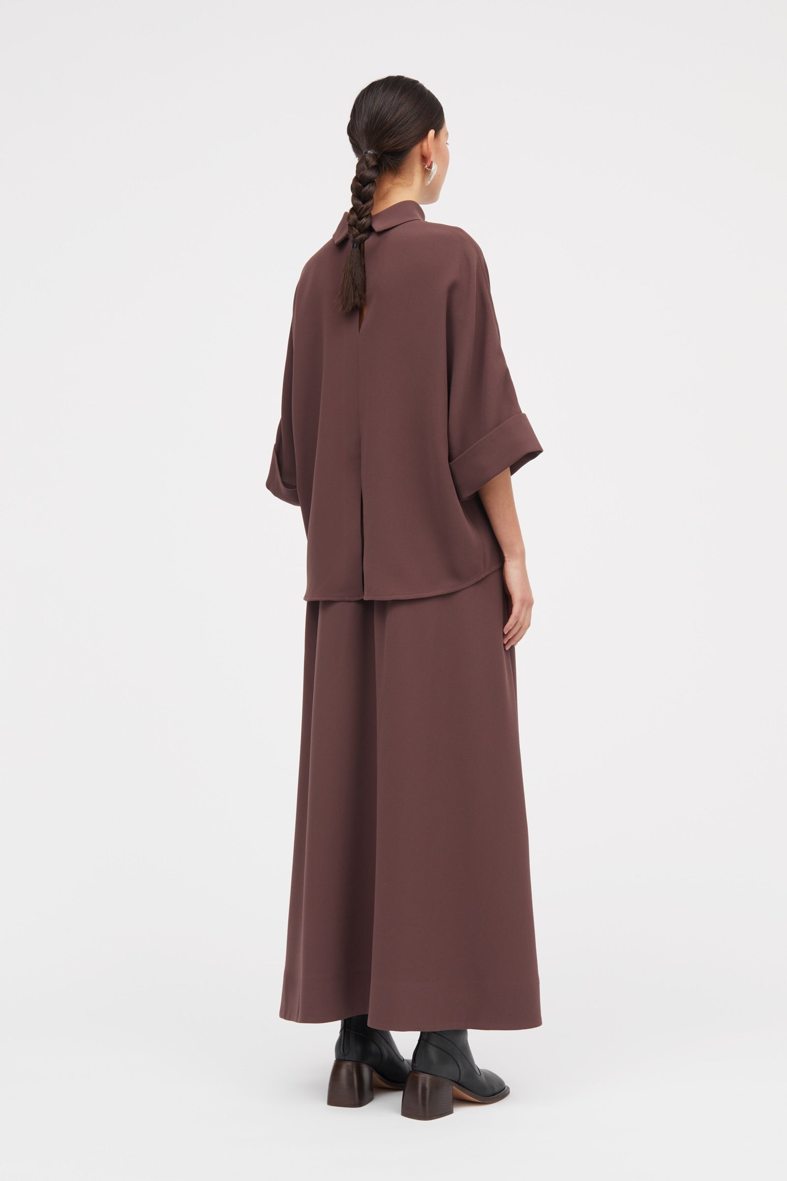 MKDT Studio Nasha Crepe Georgette Skirts BURGUNDY