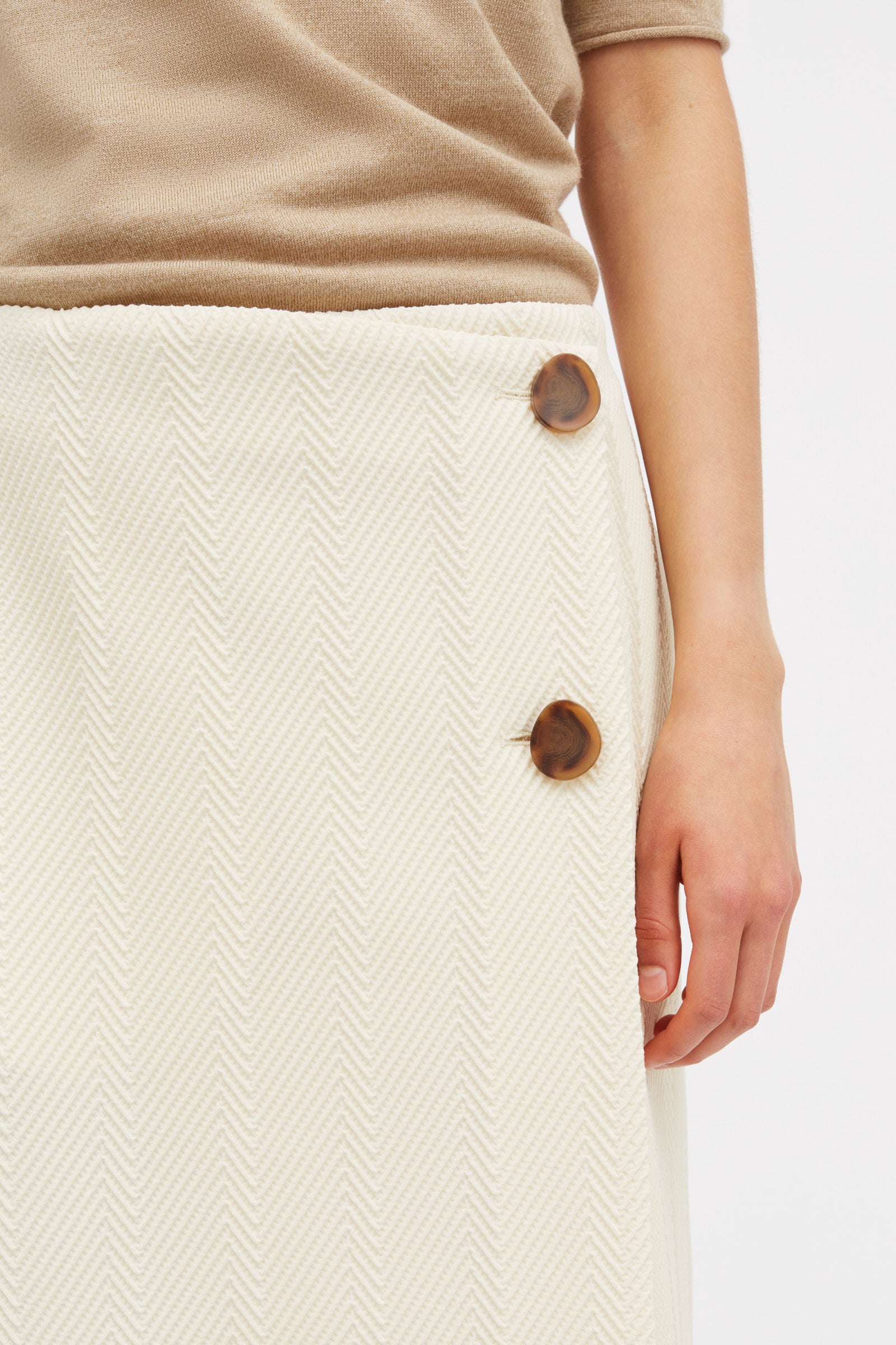 Mark Kenly Domino Tan Neyla 3d Herringbone Skirts CREAM