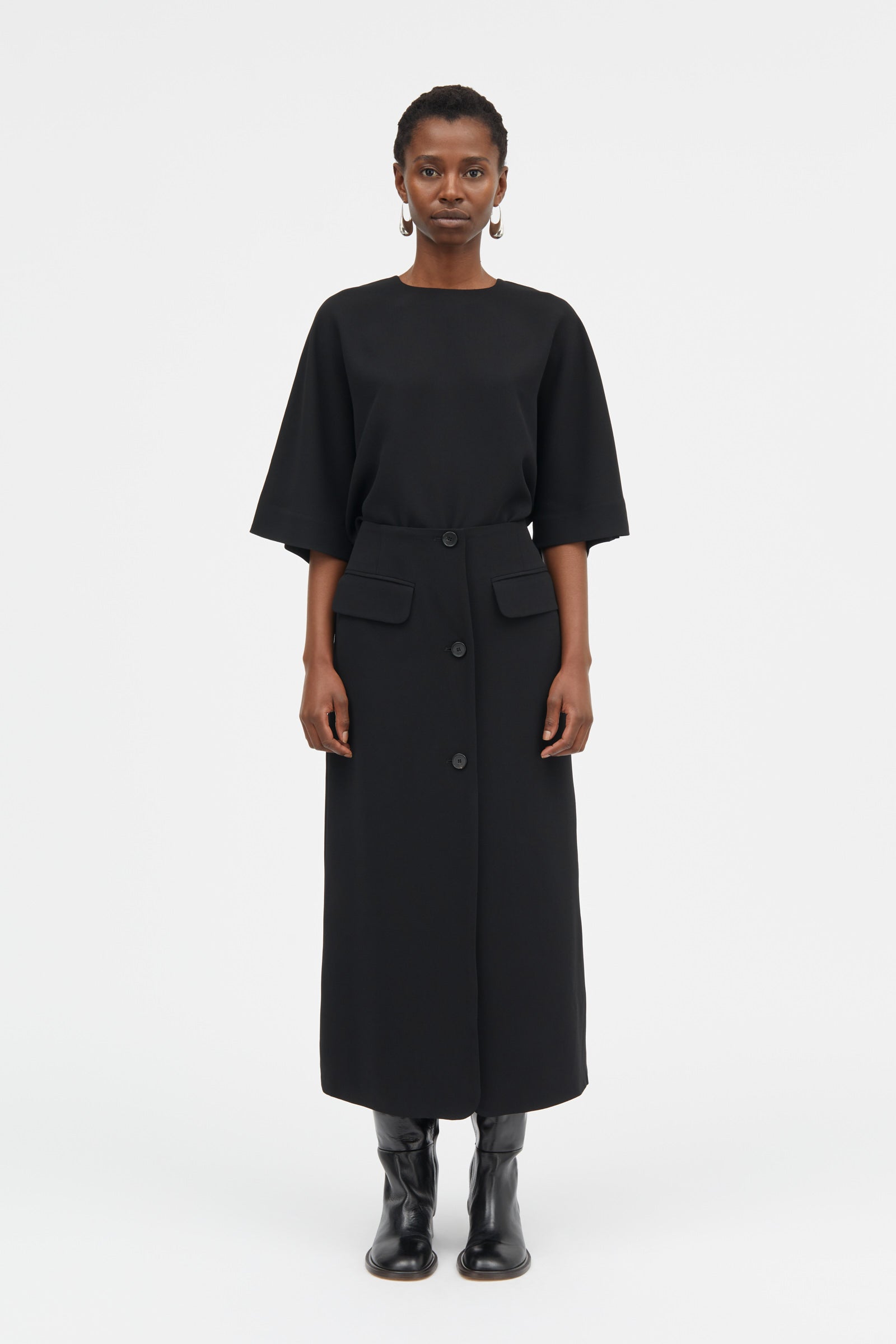Mark Kenly Domino Tan Noma Crepe Georgette Skirts BLACK