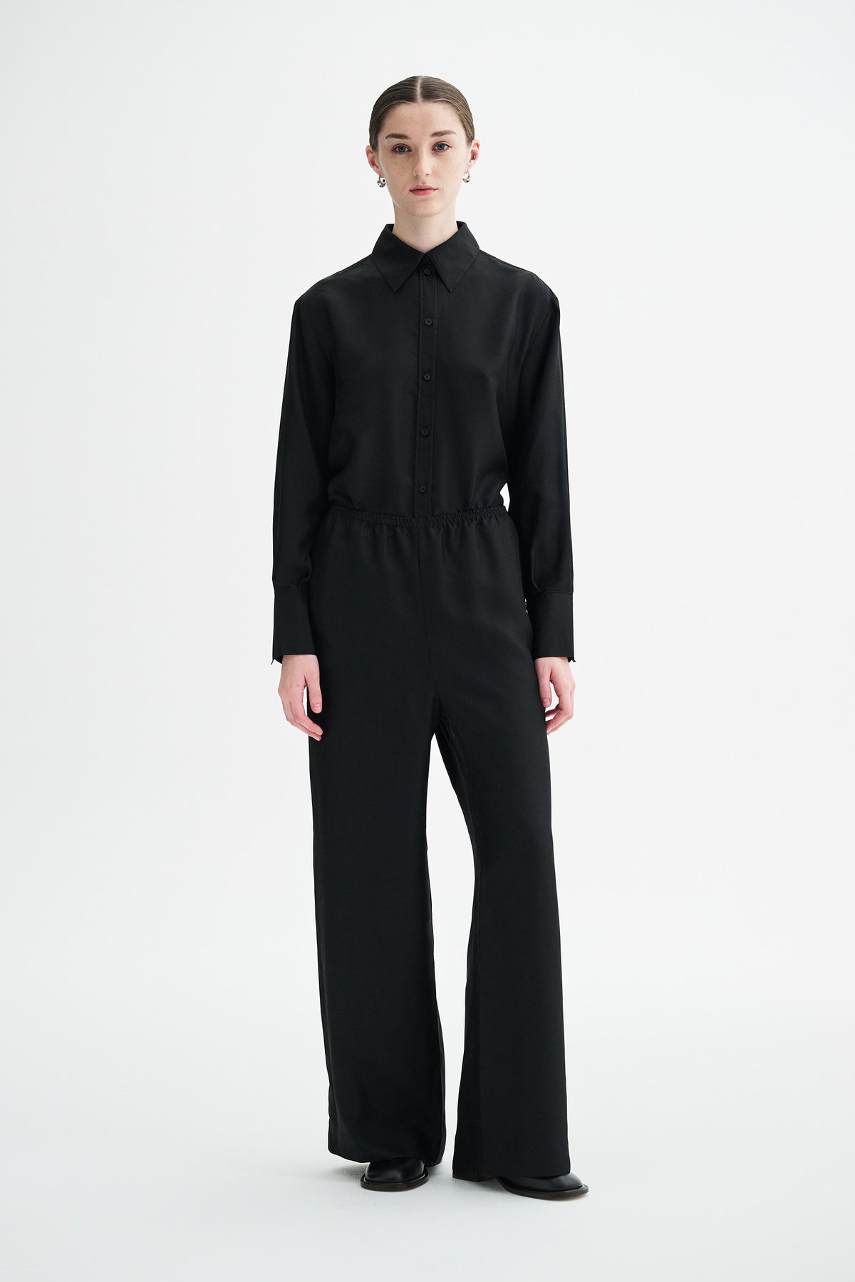 MKDT Studio PRESSA MATTE SILK TWILL Pants BLACK