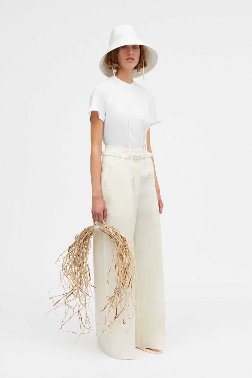 Mark Kenly Domino Tan Pashi-atelier Silk Wool Twill Pants IVORY