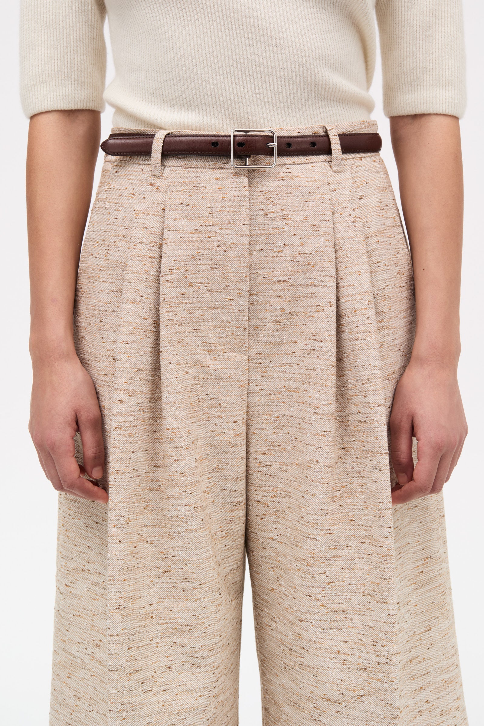 MKDT Studio Pennie Textured Wool Shorts CITY BROWN