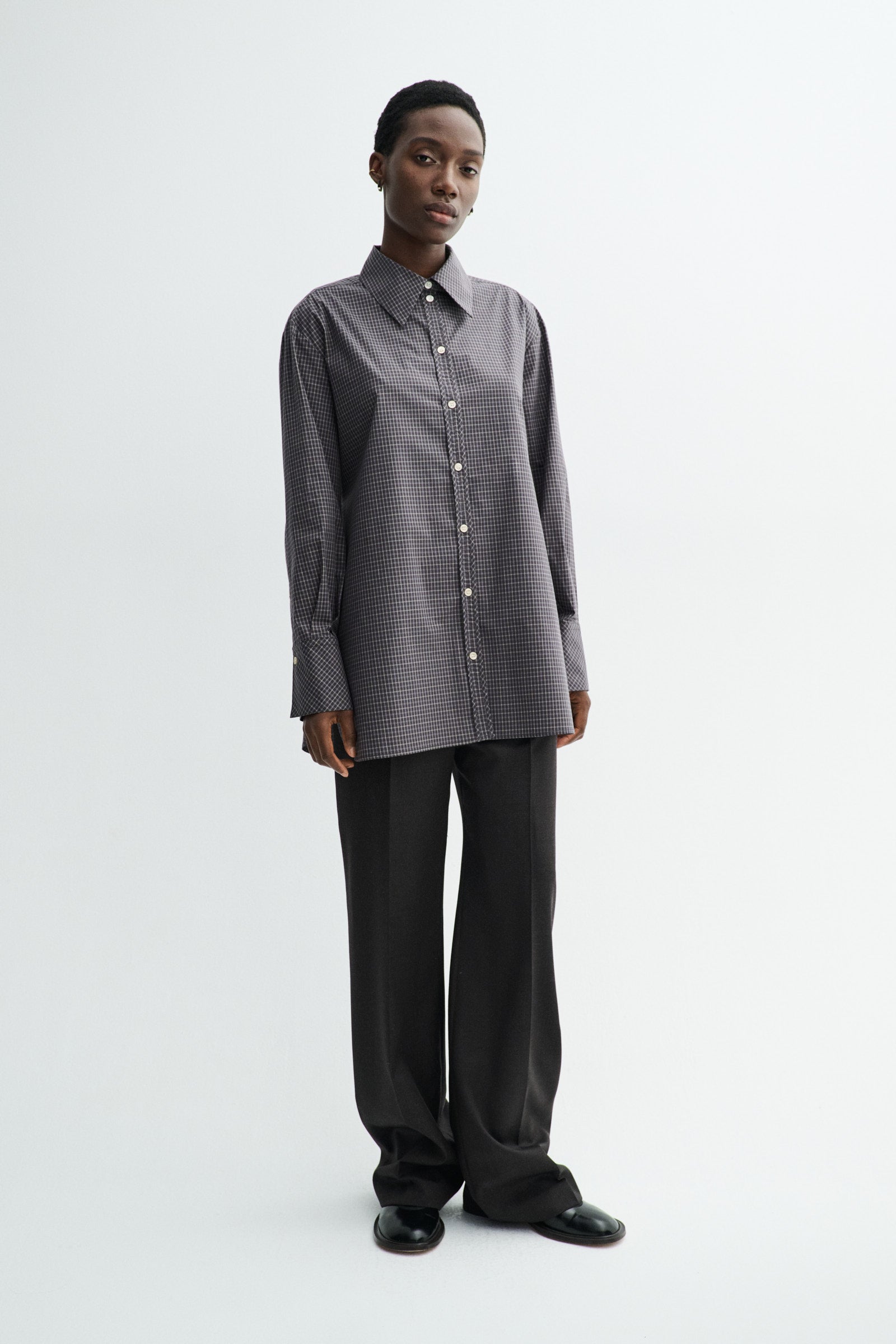 MKDT Studio SEBASTIANA CHECK POPLIN Shirts CHARCOAL CHECK