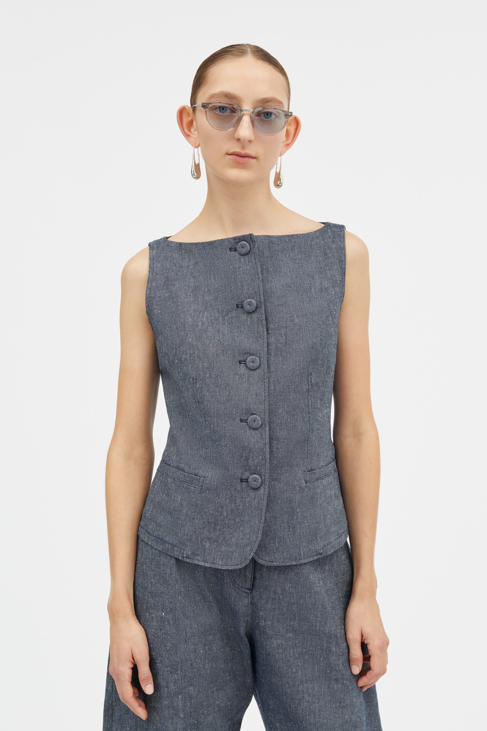 Mark Kenly Domino Tan Tura Soft Denim Vest NAVY