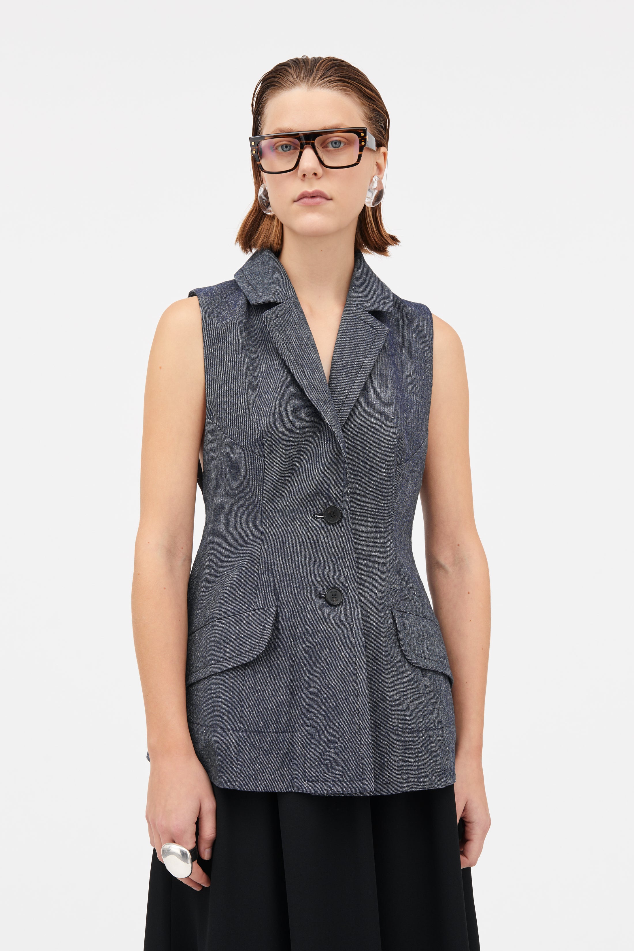 MKDT Studio Vika Soft Denim Vest NAVY