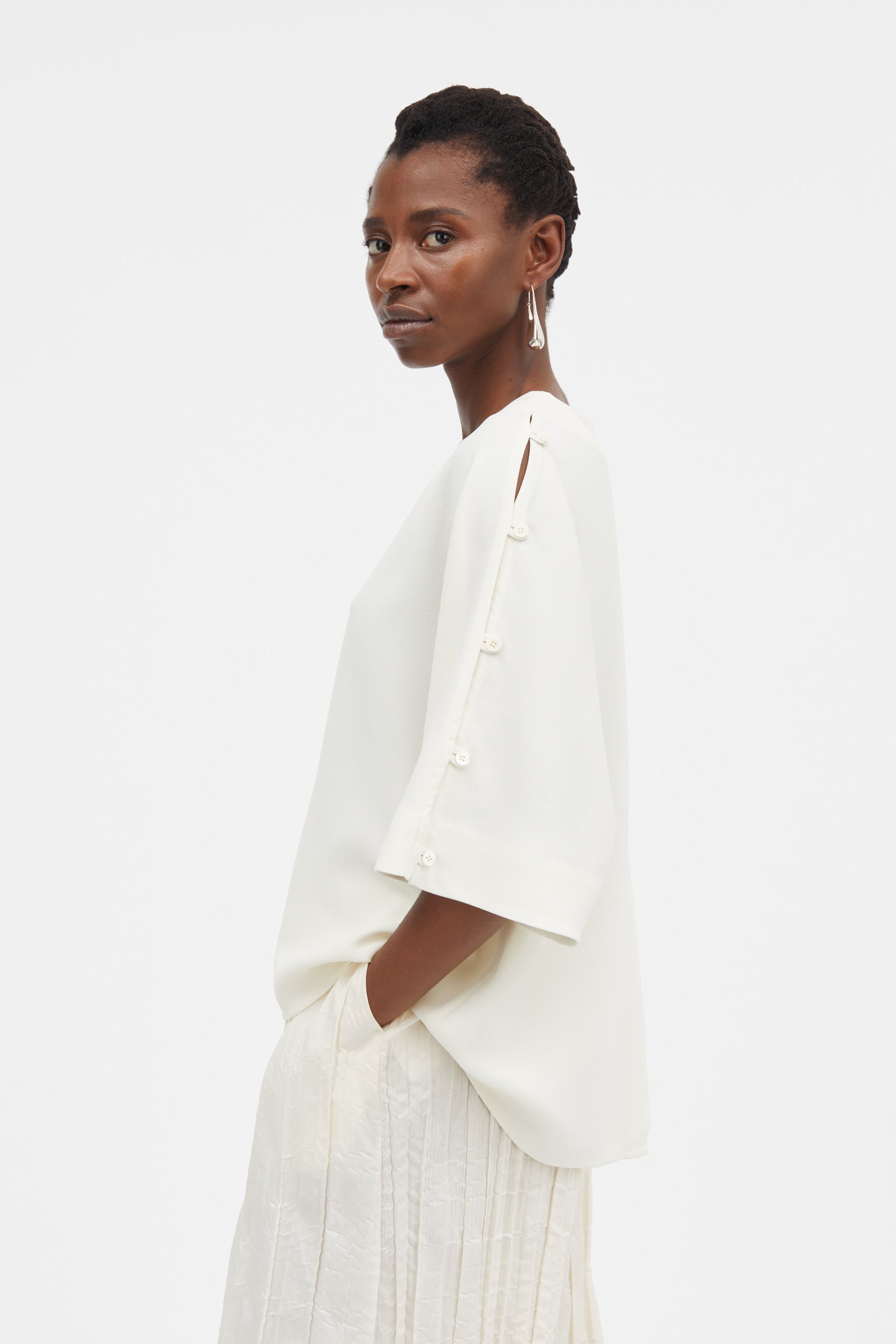 Mark Kenly Domino Tan Bayla Crepe Georgette Blouses IVORY