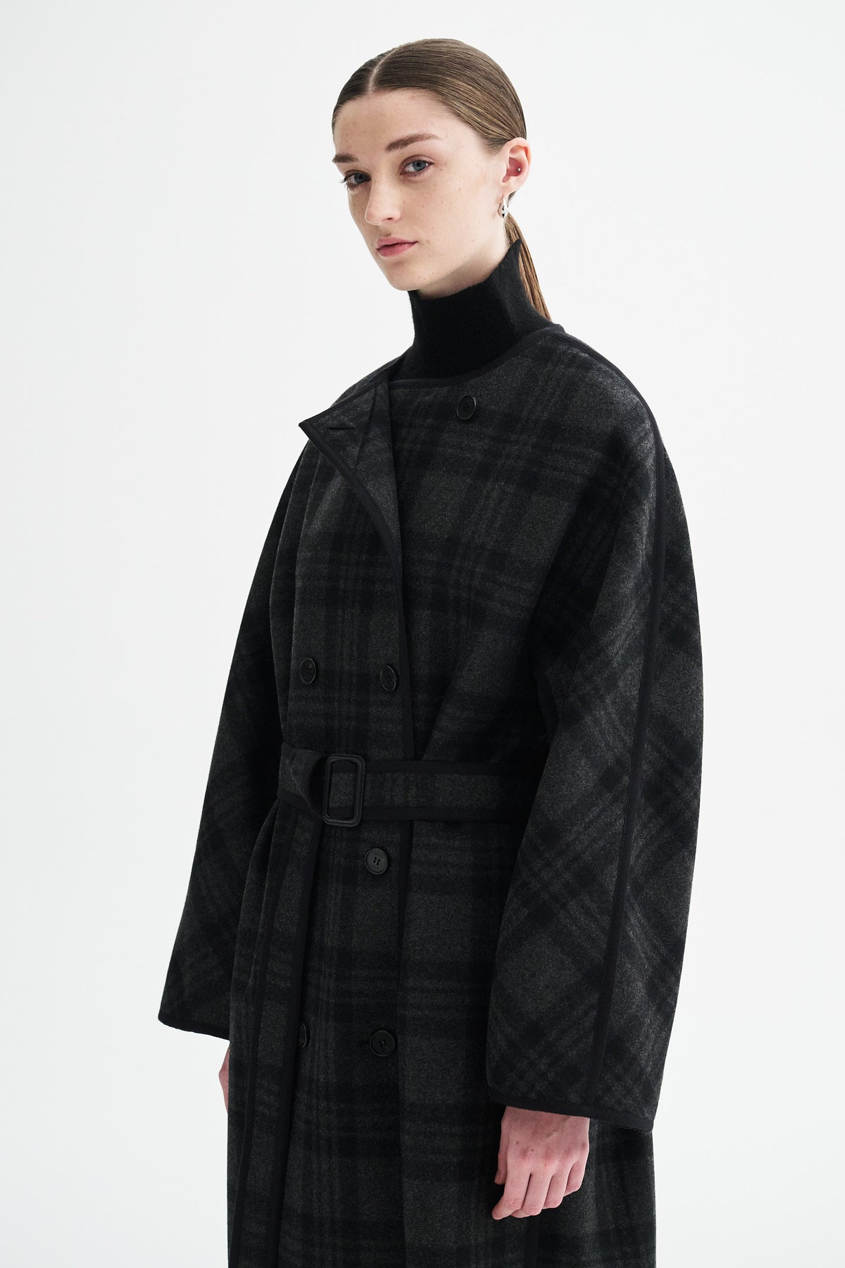 MKDT Studio CASPIA CHECK COAT Coats BLACK