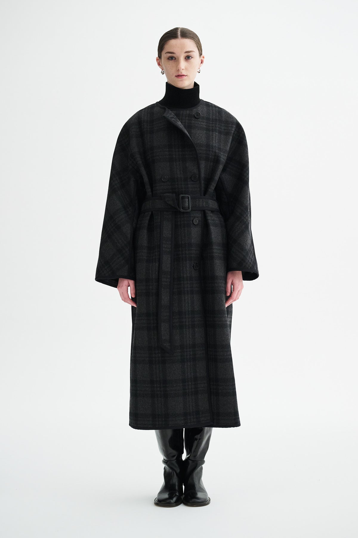 MKDT Studio CASPIA CHECK COAT Coats BLACK