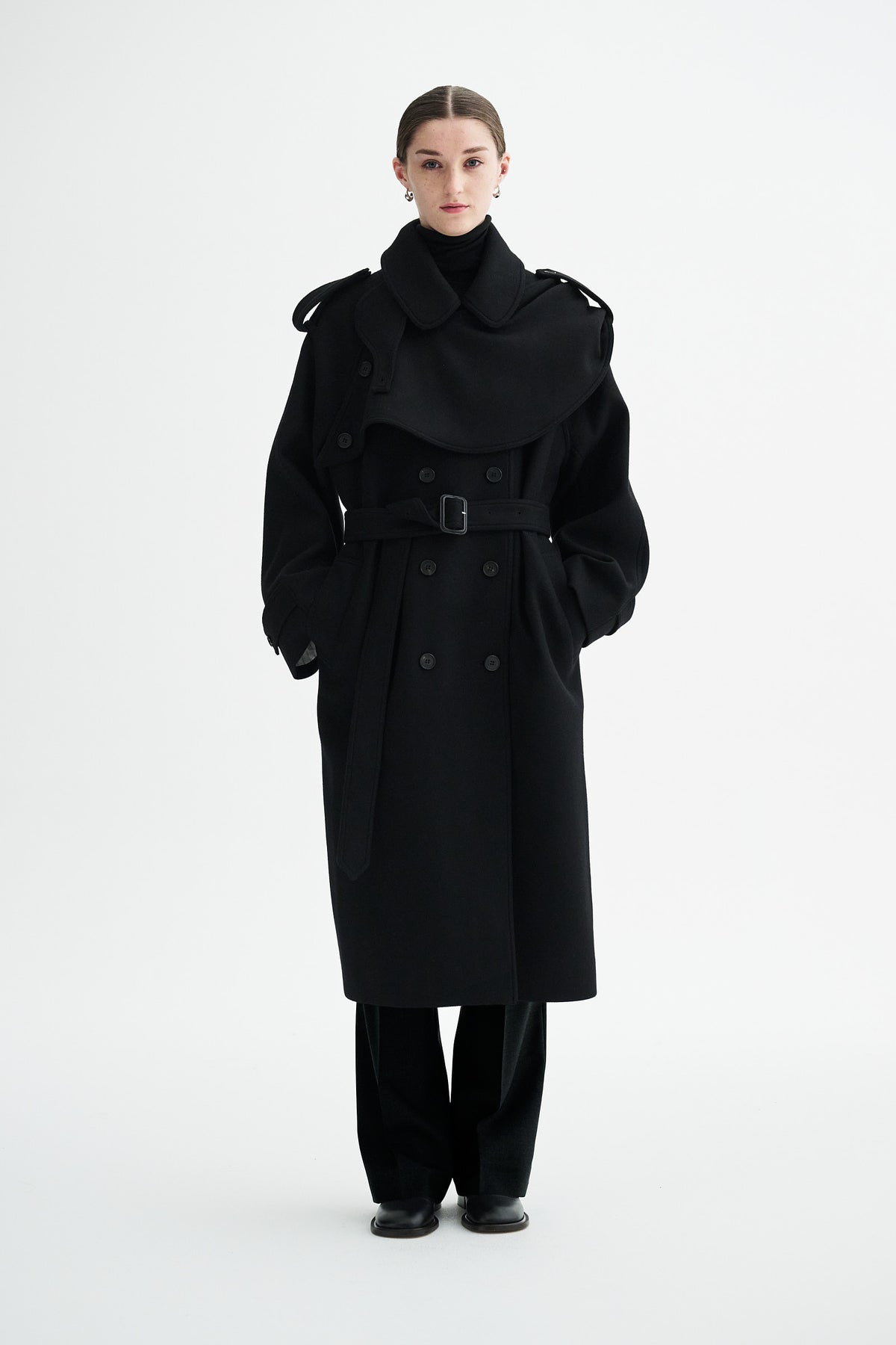 MKDT Studio CICELY TWO-LAYERED COAT Coats BLACK