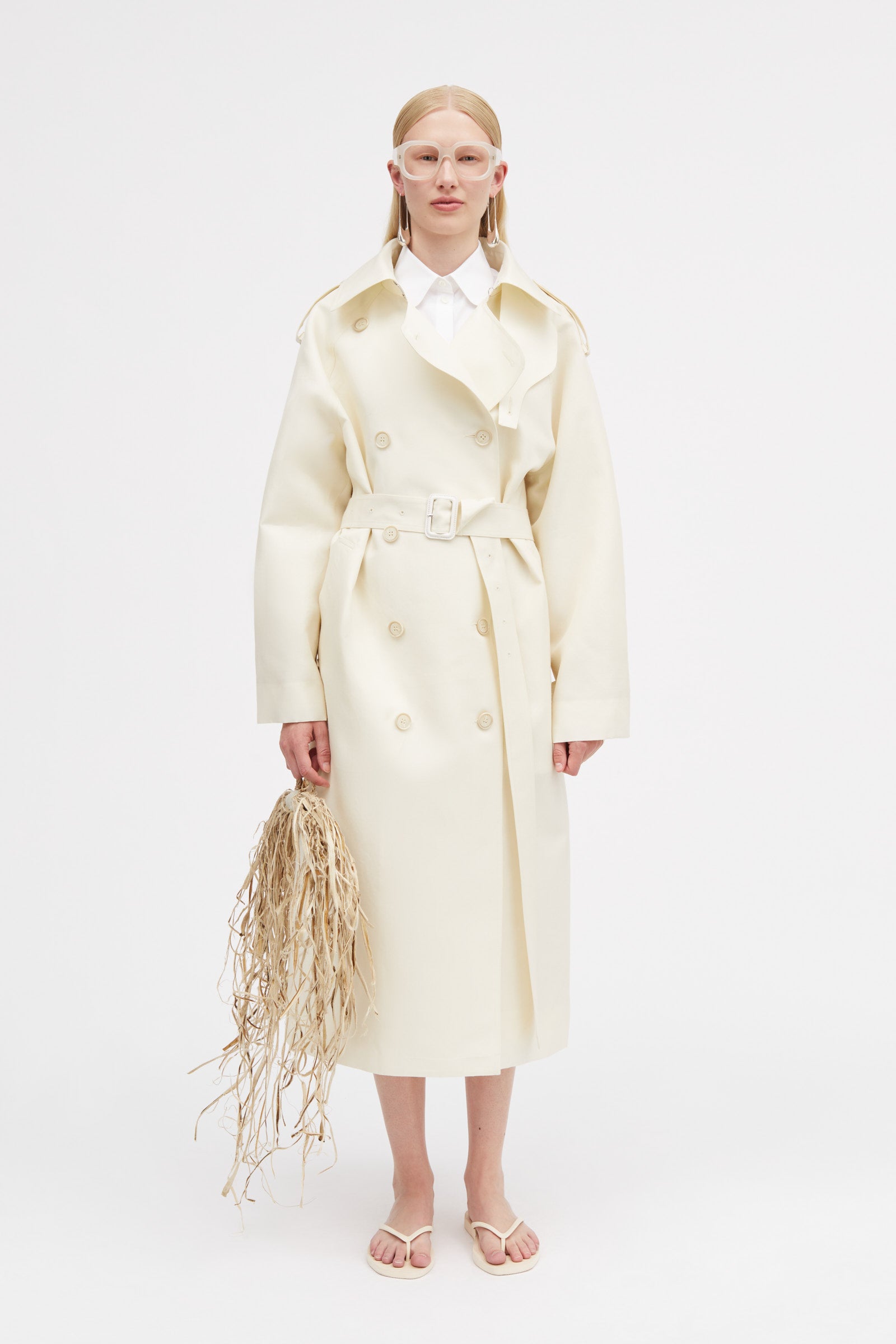 Mark Kenly Domino Tan Clem-atelier Silk Wool Twill Coats IVORY