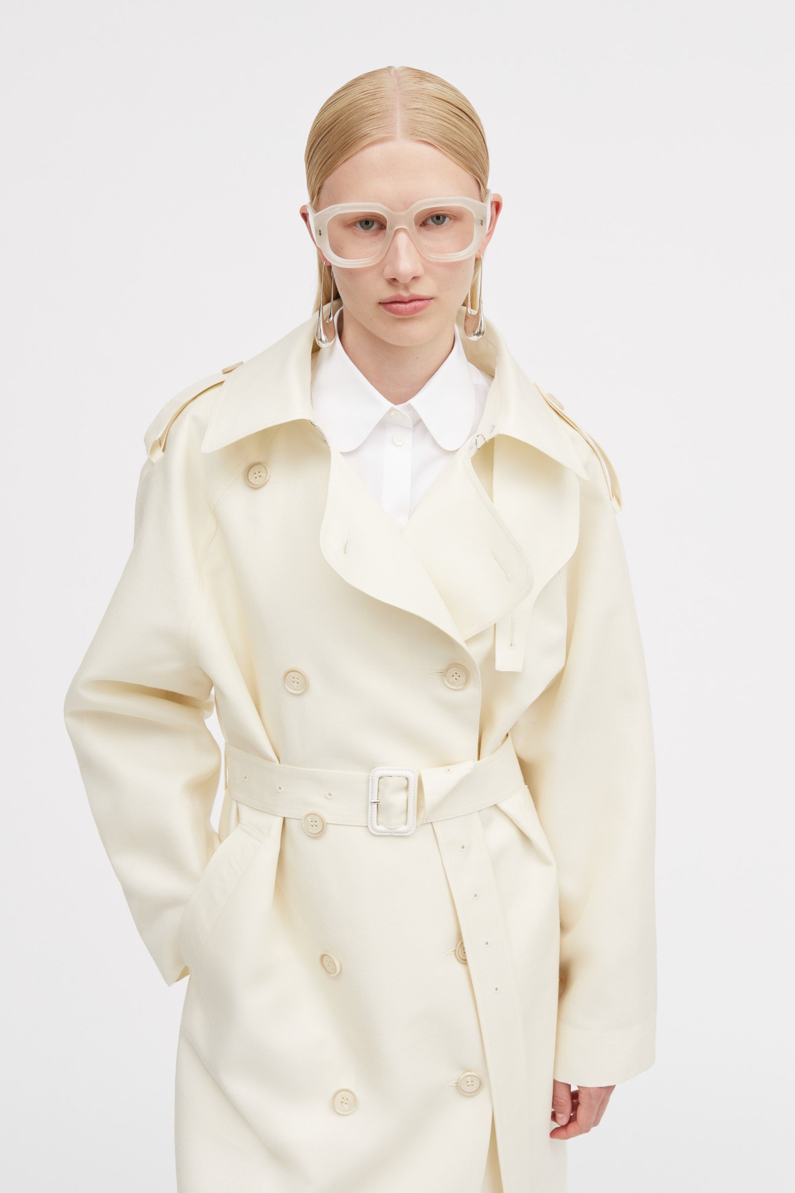 Mark Kenly Domino Tan Clem-atelier Silk Wool Twill Coats IVORY