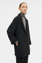 Mark Kenly Domino Tan Corrana Crepe Georgette Coats BLACK