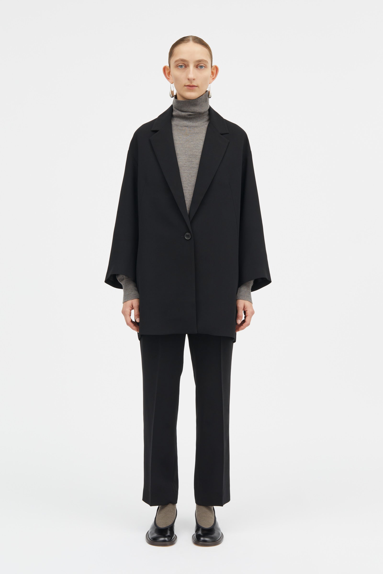 Mark Kenly Domino Tan Corrana Crepe Georgette Coats BLACK
