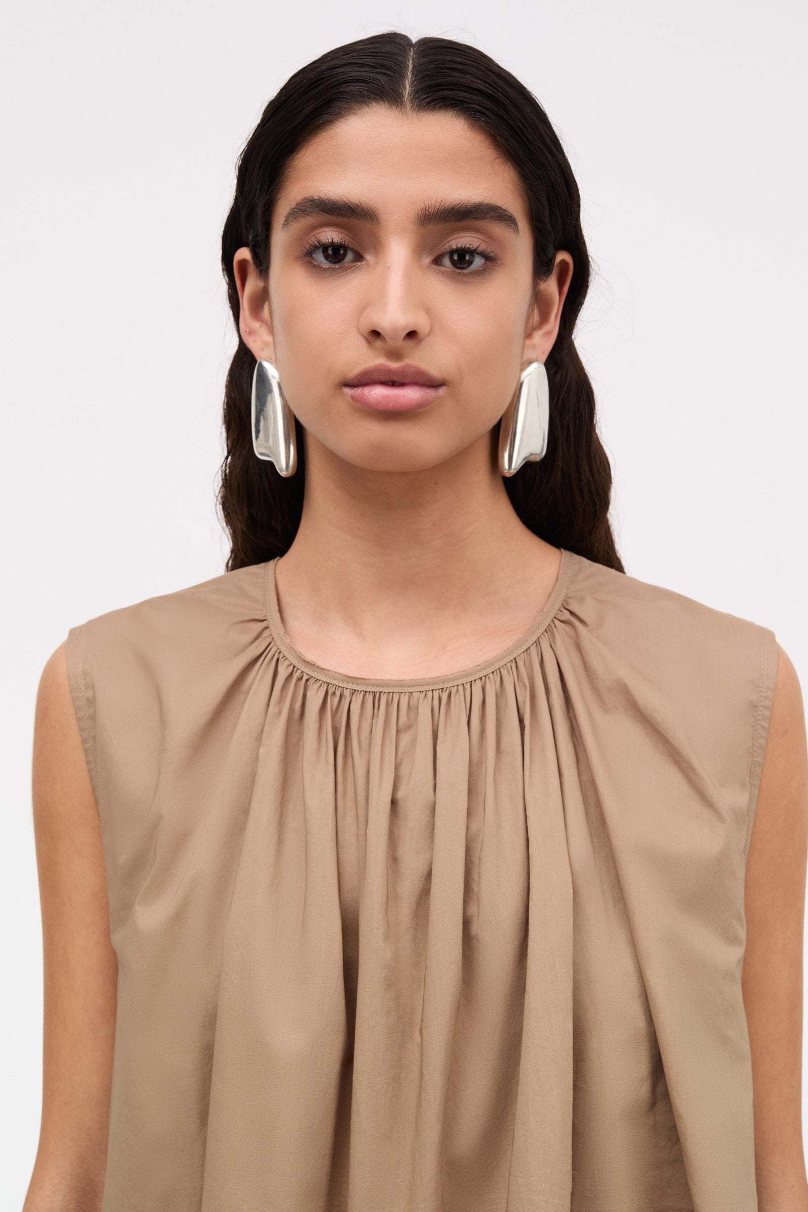 Mark Kenly Domino Tan Dorea Sheer Cotton Organic Dresses TAUPE