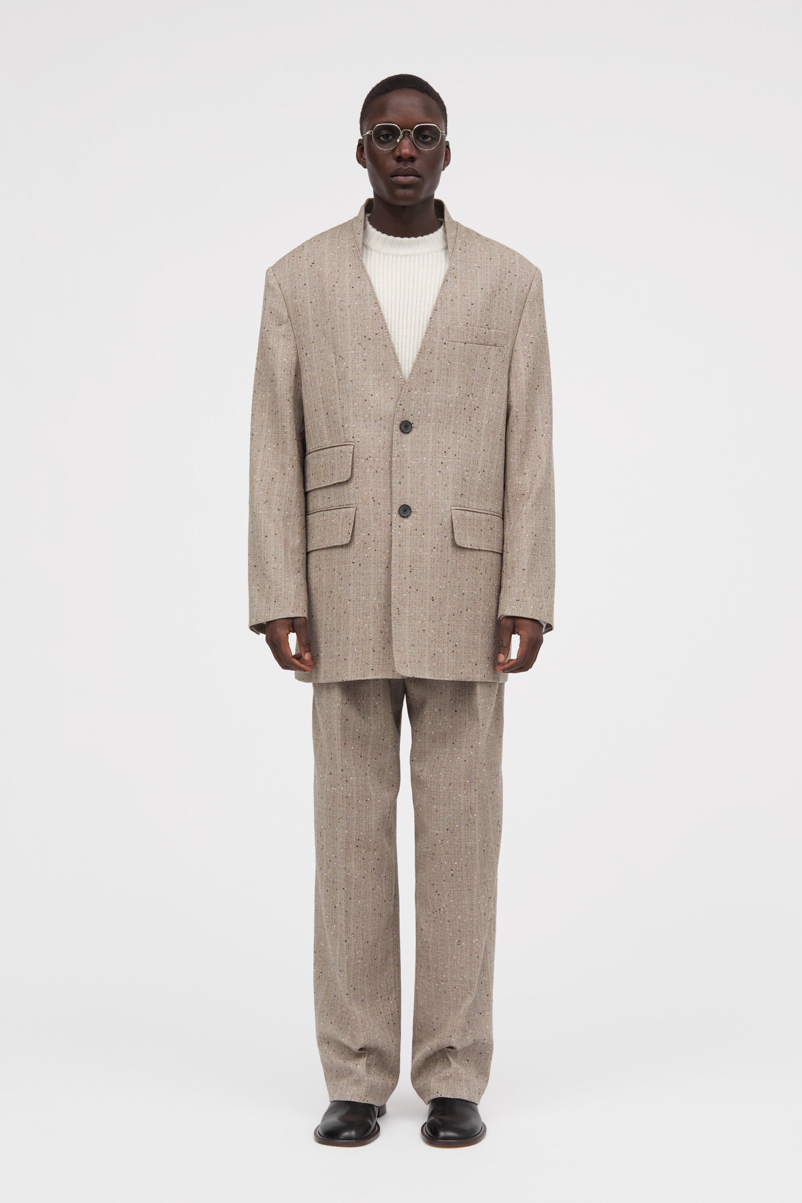 MKDT Studio Jens Speckled Thin Wool Jackets Brown Melange