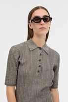 MKDT Studio KASSANDRA THIN RIB KNIT Sweater SALT AND PEPPER