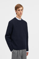 Mark Kenly Domino Tan Kaleb Merino Sweater DARK NAVY