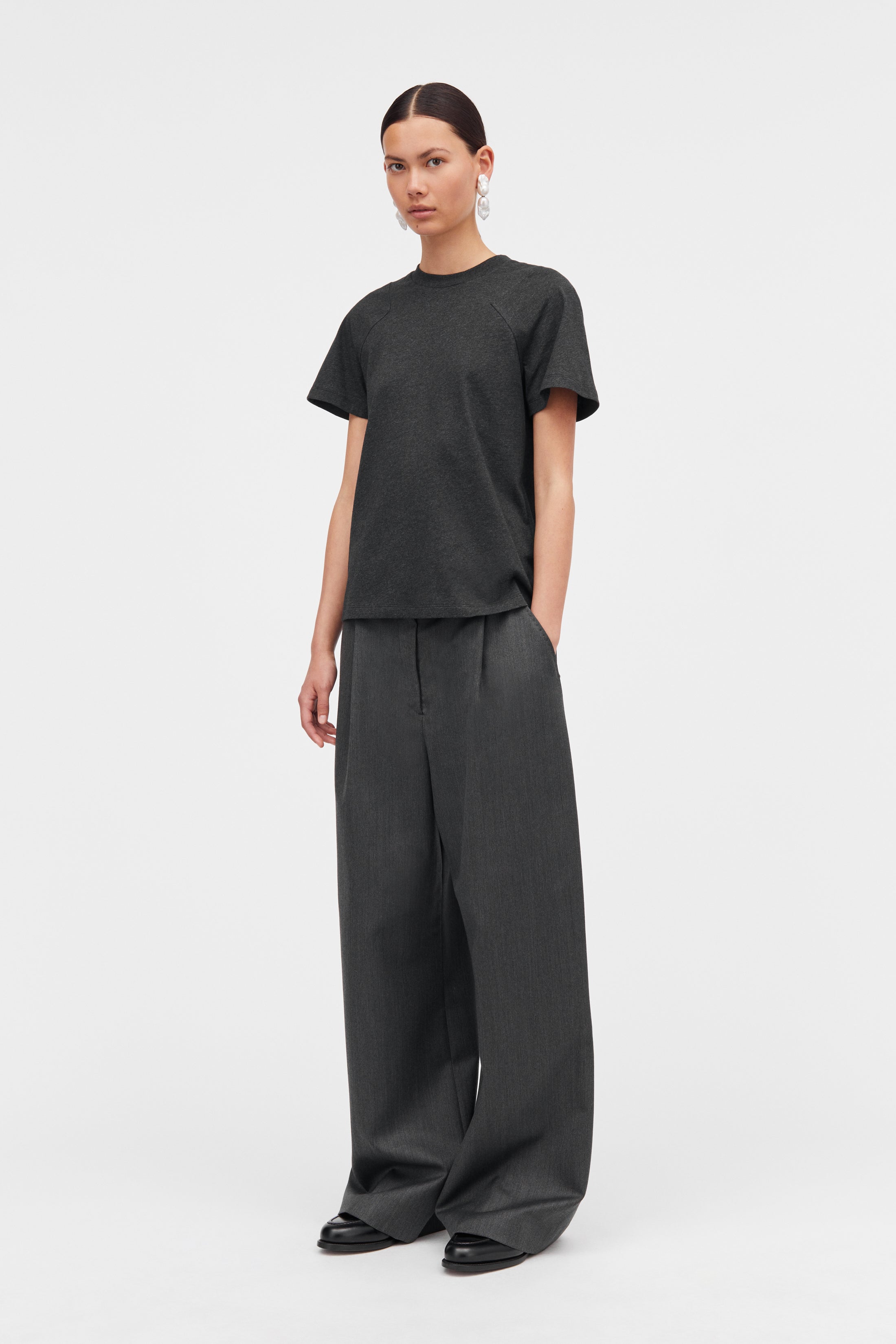 Mark Kenly Domino Tan Laia Cotton Jersey T-Shirts DARK GREY MELANGE