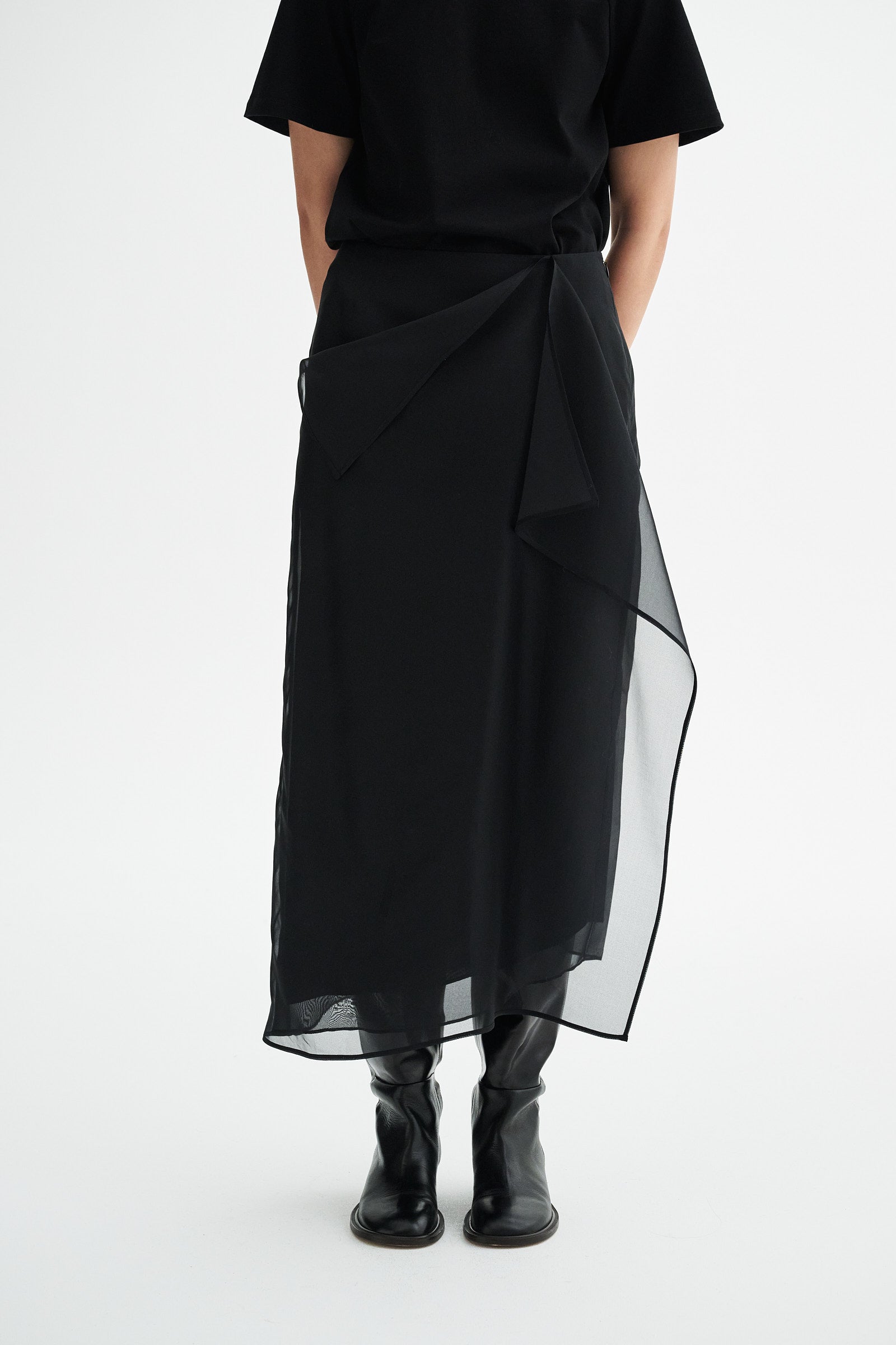 MKDT Studio NIRI SILK ORGANZA SKIRT Skirts BLACK QUARTZ