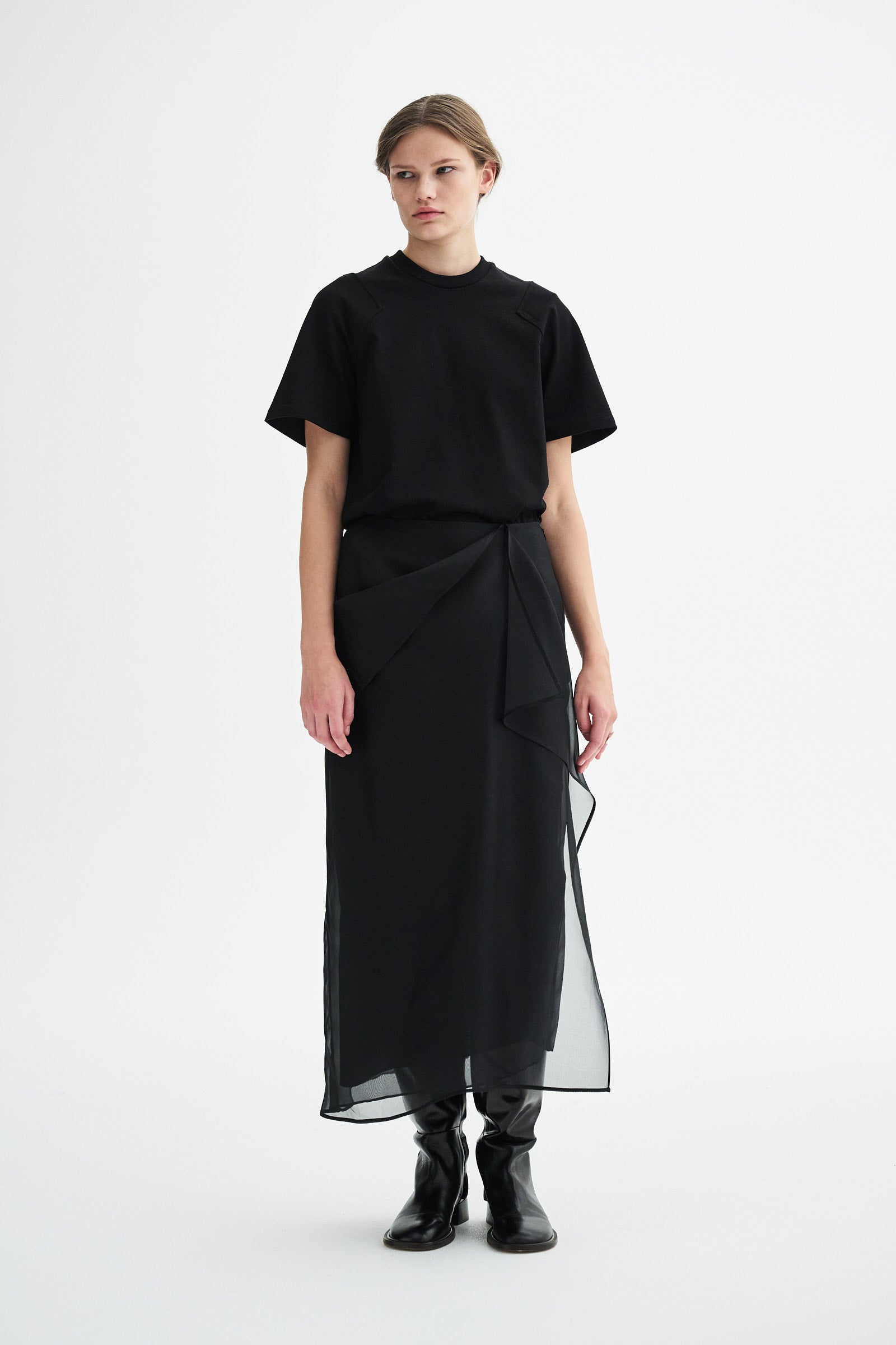 MKDT Studio NIRI SILK ORGANZA SKIRT Skirts BLACK QUARTZ