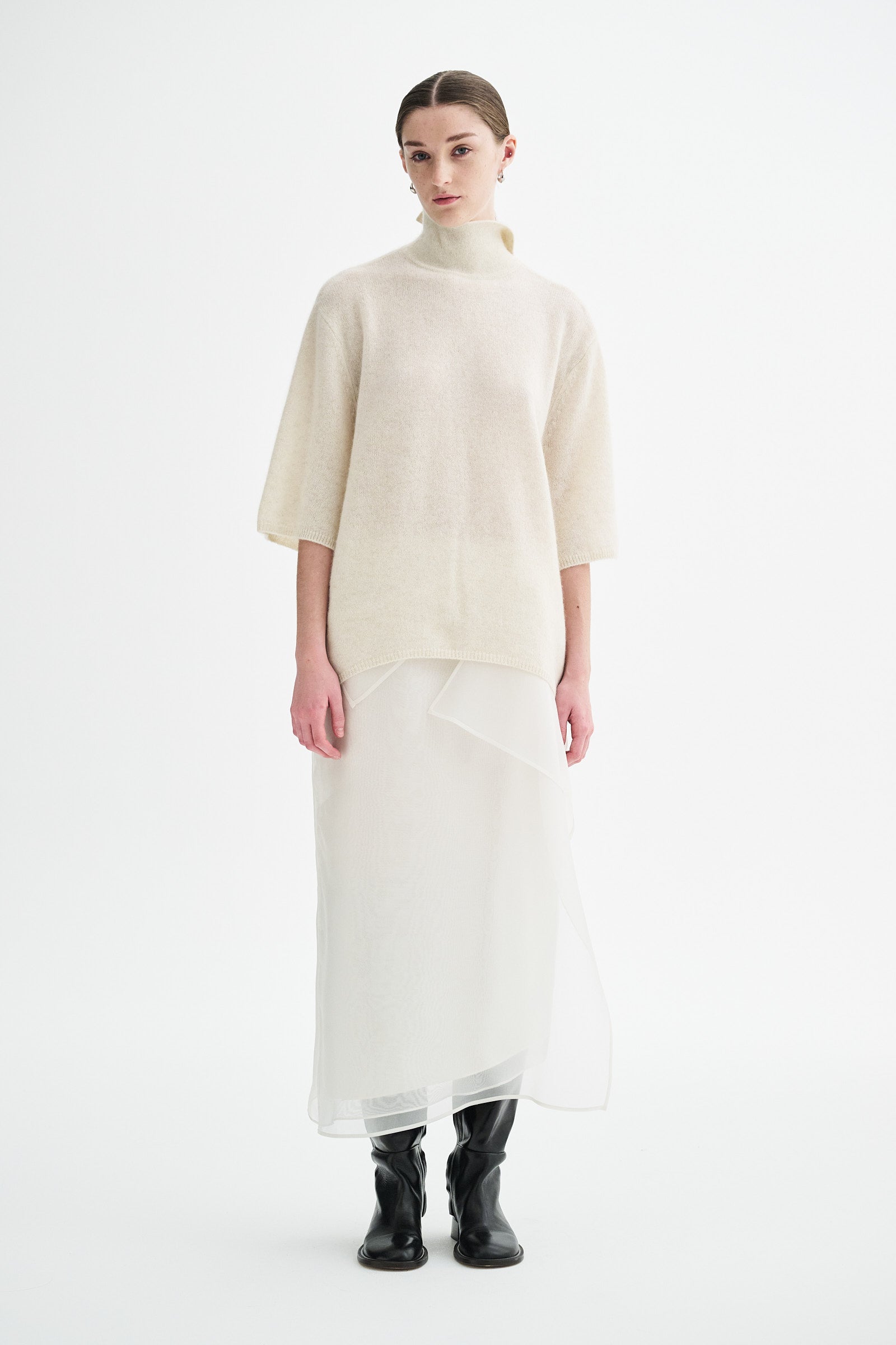 MKDT Studio NIRI SILK ORGANZA SKIRT Skirts IVORY QUARTZ