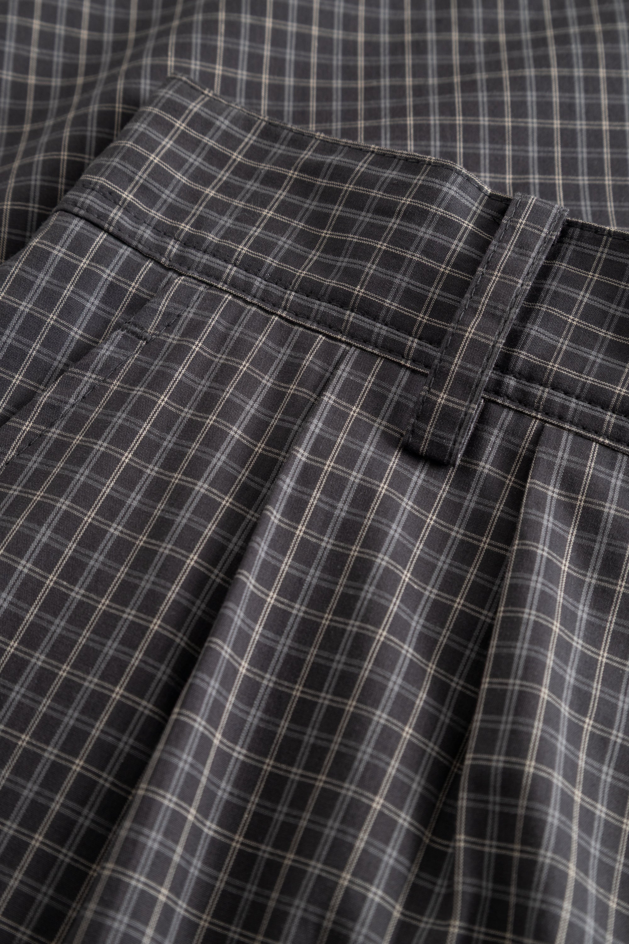 MKDT Studio NOVELLA CHECK POPLIN Skirts CHARCOAL CHECK