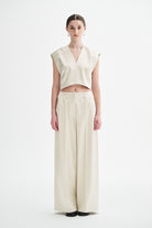MKDT Studio PRALA-ATELIER SHINY TROUSERS Pants METALIC CREAM