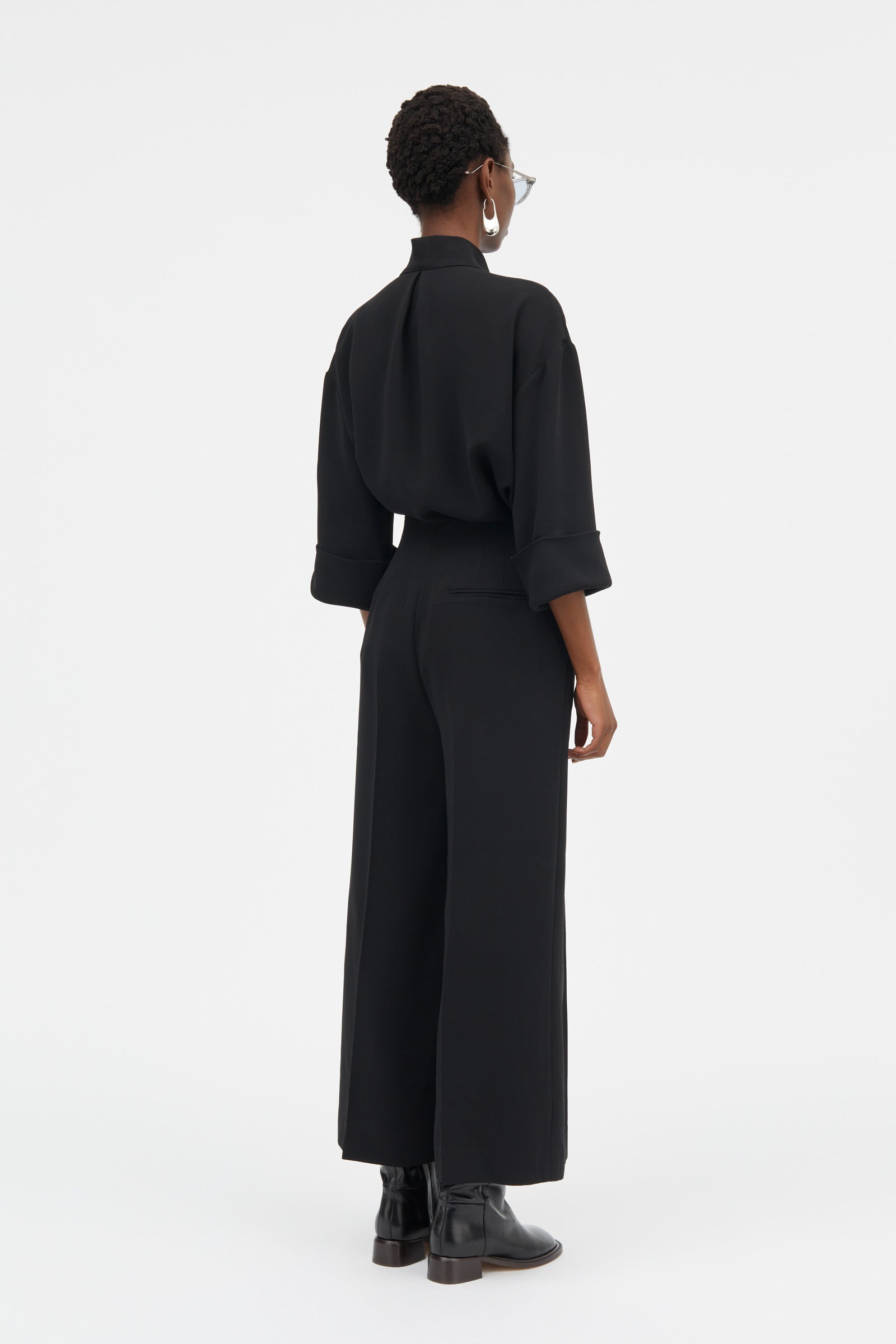 Mark Kenly Domino Tan Pallas Crepe Georgette Pants BLACK
