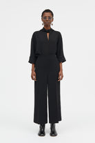 Mark Kenly Domino Tan Pallas Crepe Georgette Pants BLACK