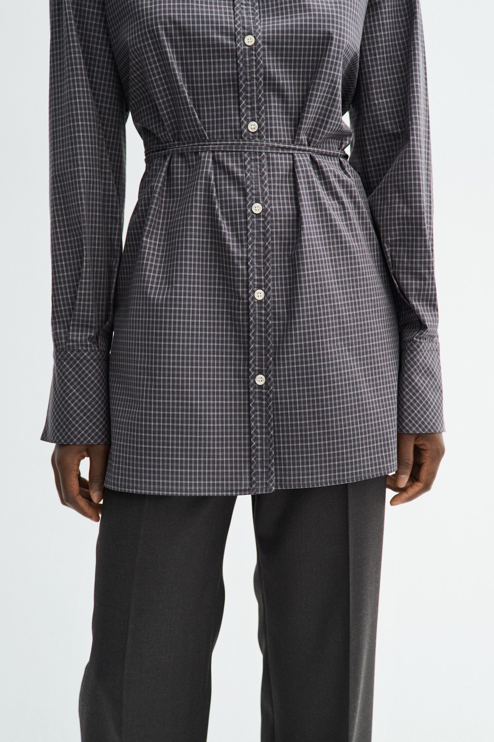 MKDT Studio SEBASTIANA CHECK POPLIN Shirts CHARCOAL CHECK