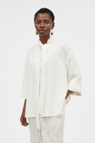 Mark Kenly Domino Tan Siva Crepe Georgette Blouses IVORY