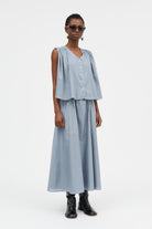 Mark Kenly Domino Tan Tahira Sheer Cotton Blouses BLUE
