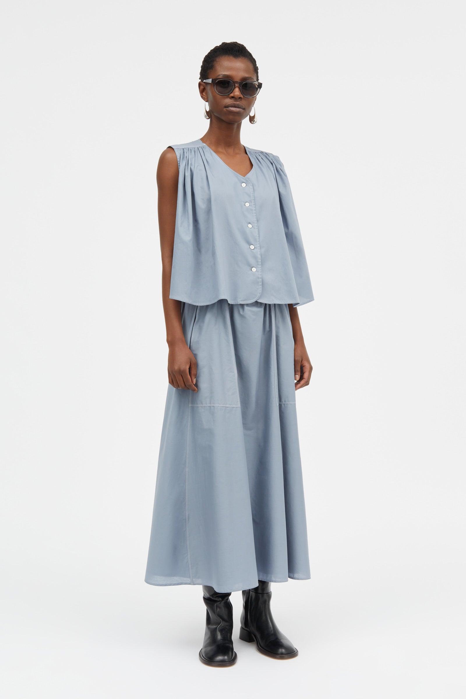 Mark Kenly Domino Tan Tahira Sheer Cotton Blouses BLUE