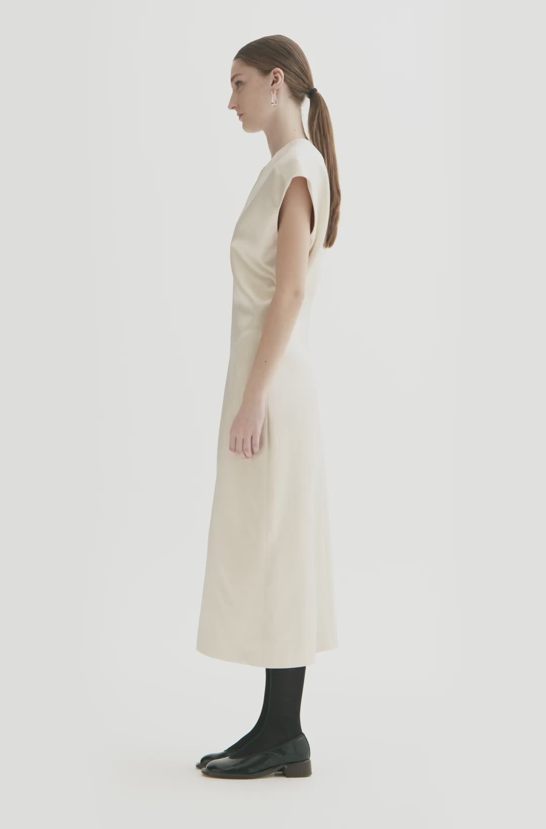 MKDT Studio DREMA-ATELIER SHINY COTTON MIX Dresses METALIC CREAM